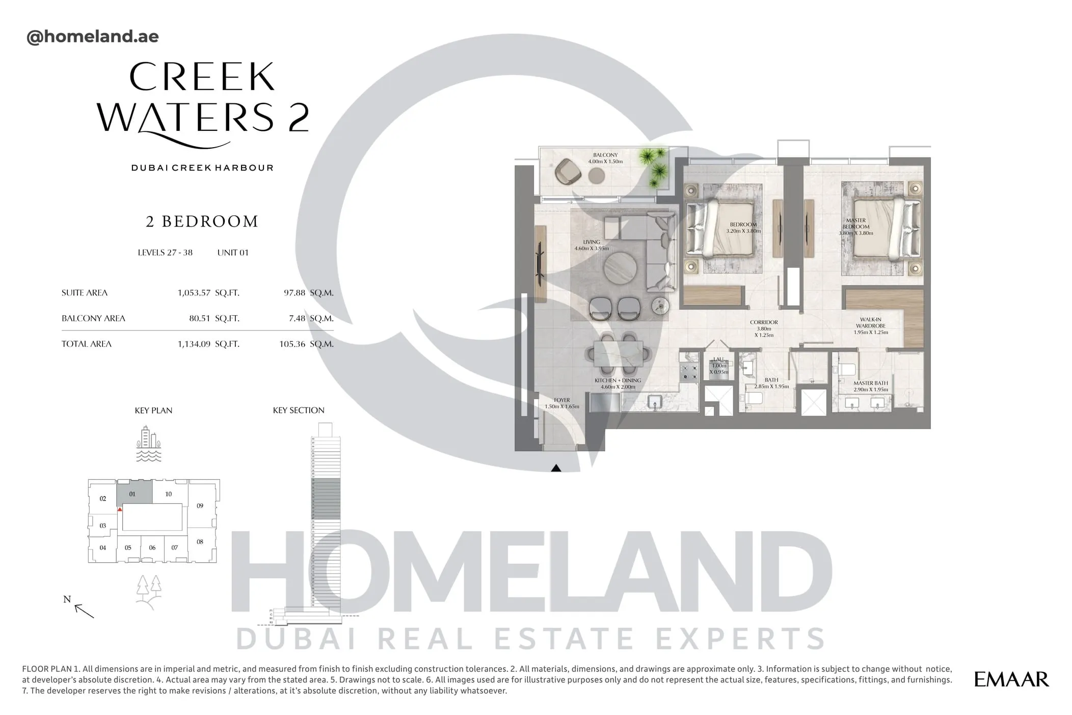 Creek Waters 2, 2BR, Levels 27-38, Unit 01, 1134 SQFT