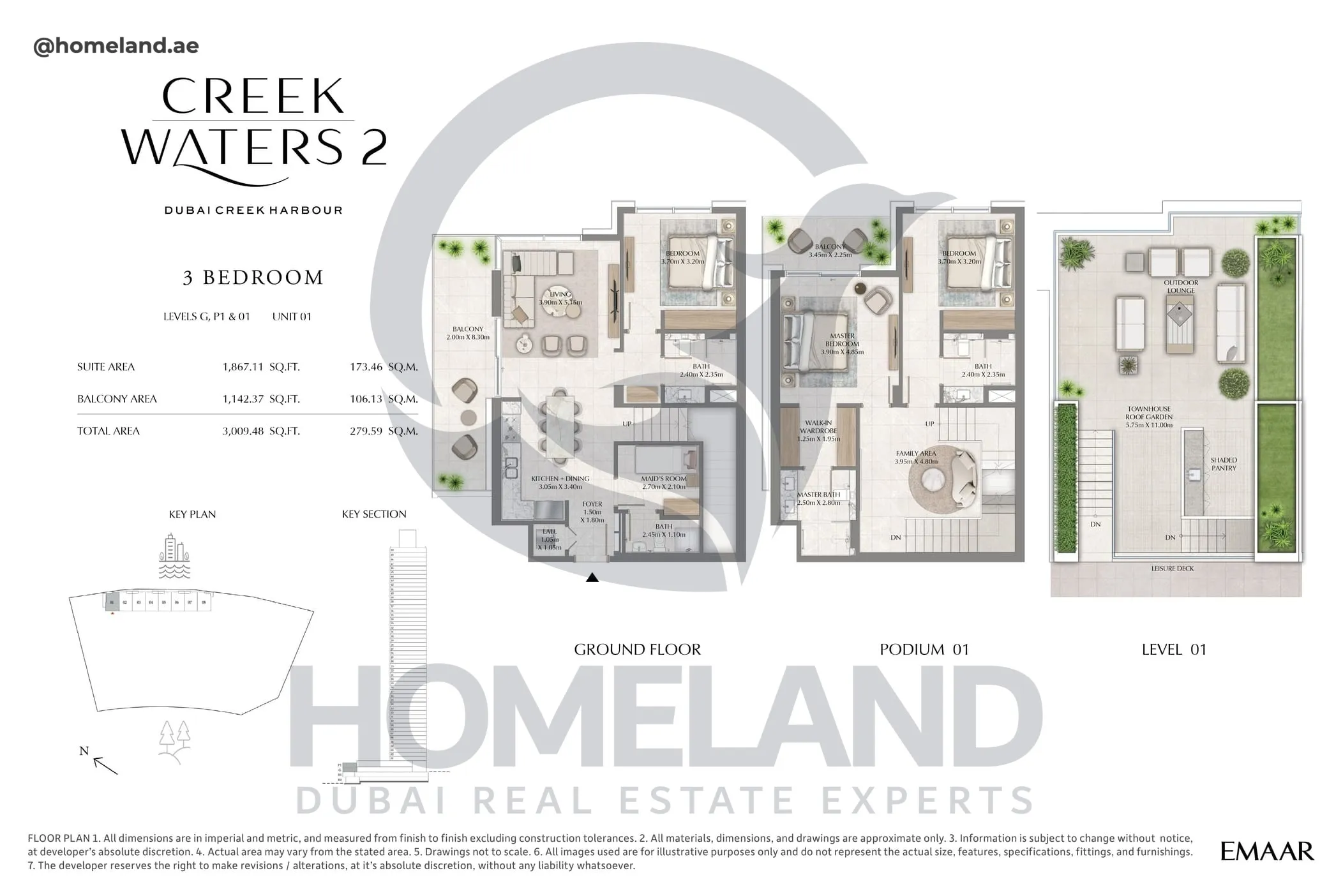 Creek Waters 2, 3BR, Levels G,P1&01, Unit 01, 3009 SQFT