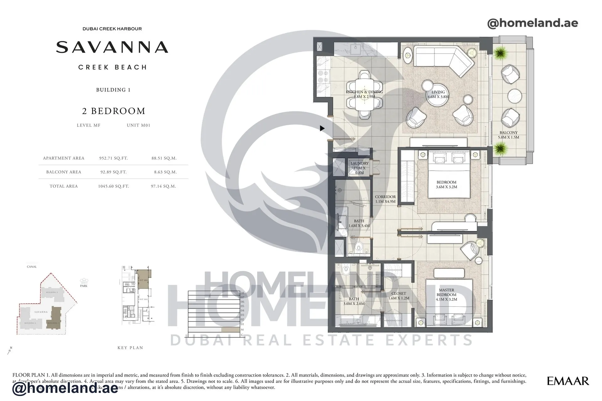 Savanna, Building 1, 2 BR, Level MF, Unit M01, 1045 SQFT