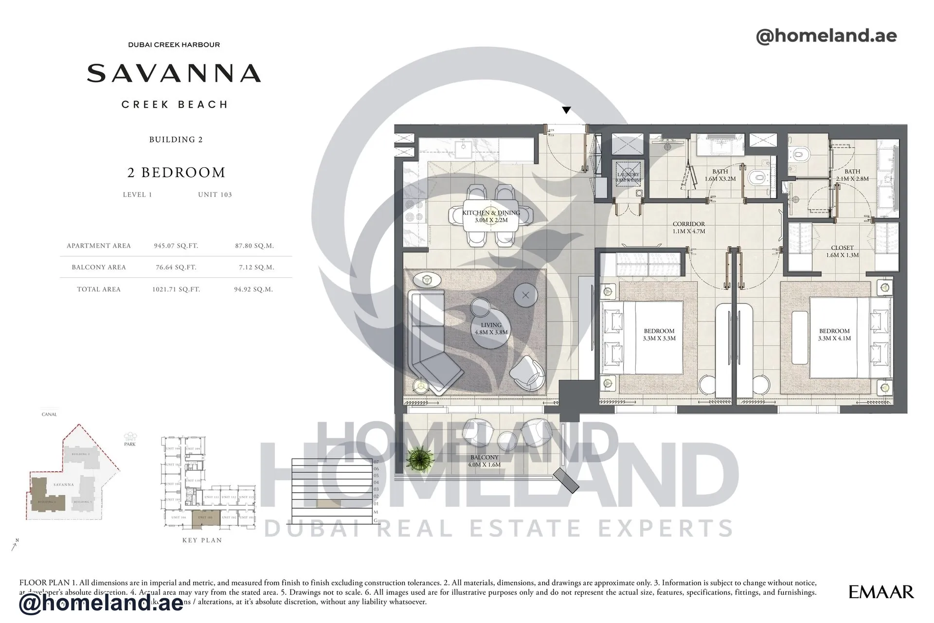 Savanna, Building 2, 2 BR, Level 1, Unit 103, 1021 SQFT
