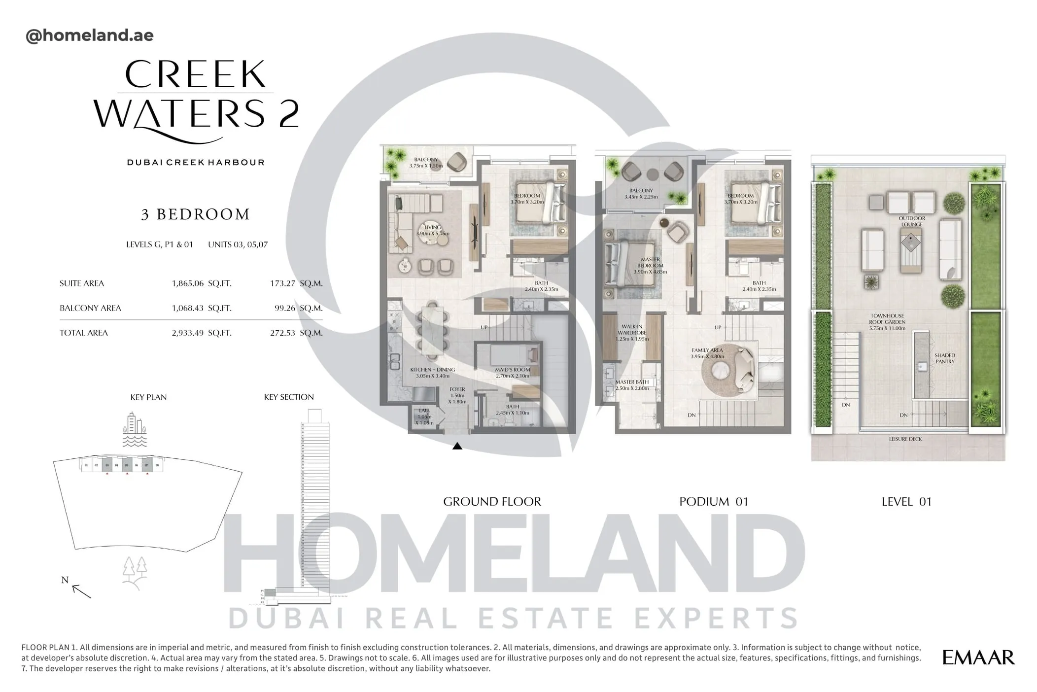 Creek Waters 2, 3BR, Levels G,P1&01, Unit 03-05-07, 2933 SQFT