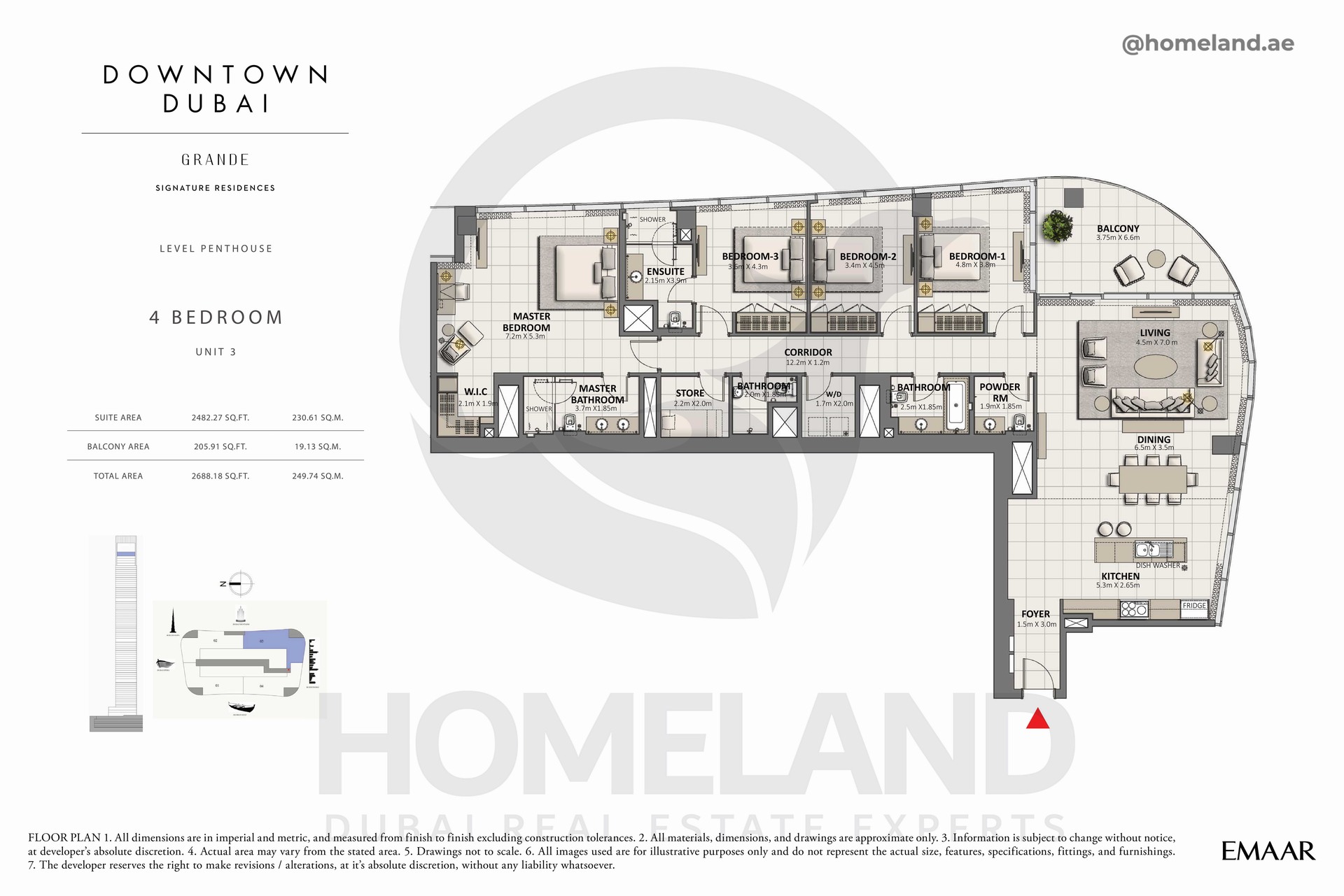 Grande, 4 BR, Unit 03,Level Penthouse, 2688 SQFT