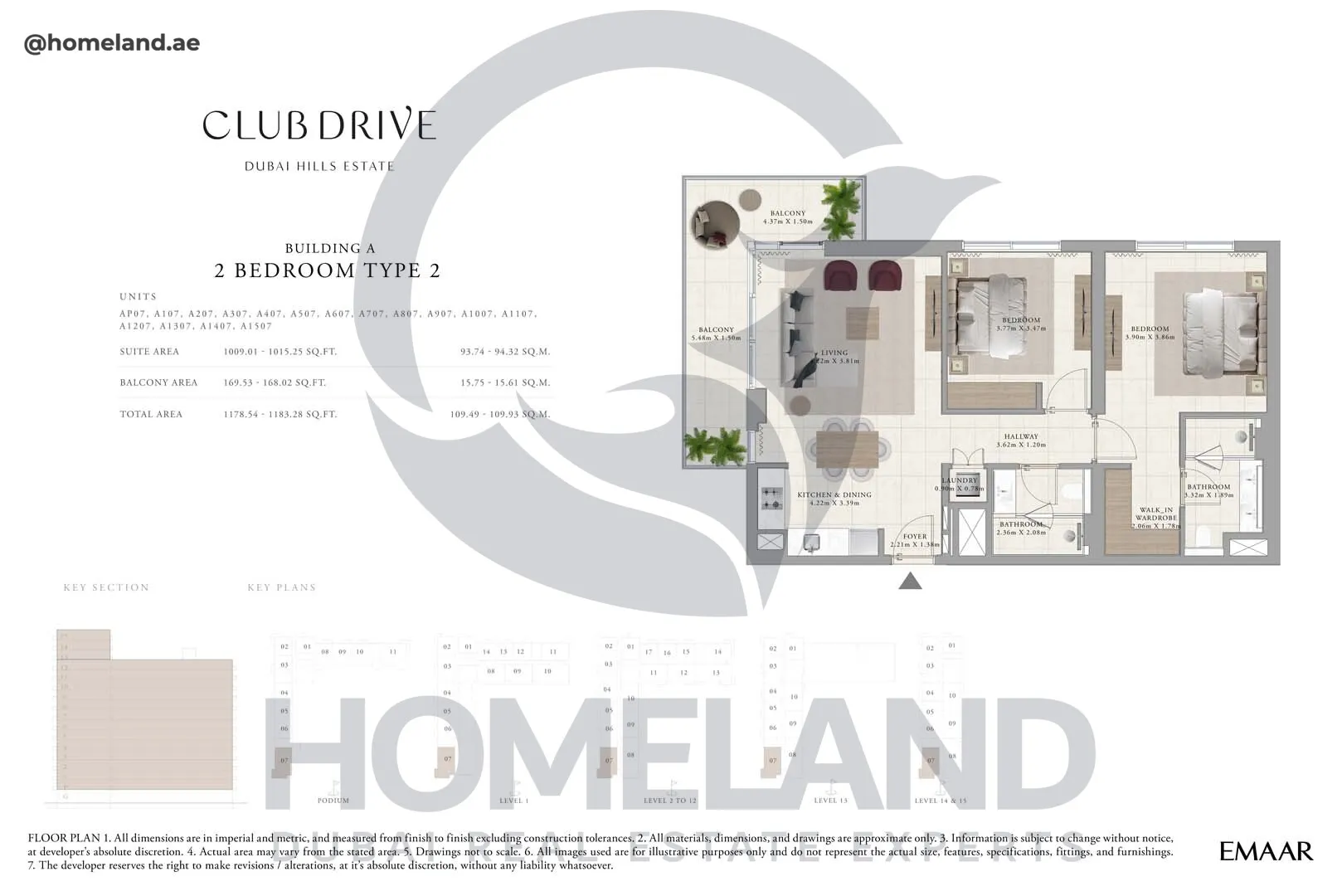 Club Drive, Buidling A, 2 BR, Type 2, 1183 SQFT