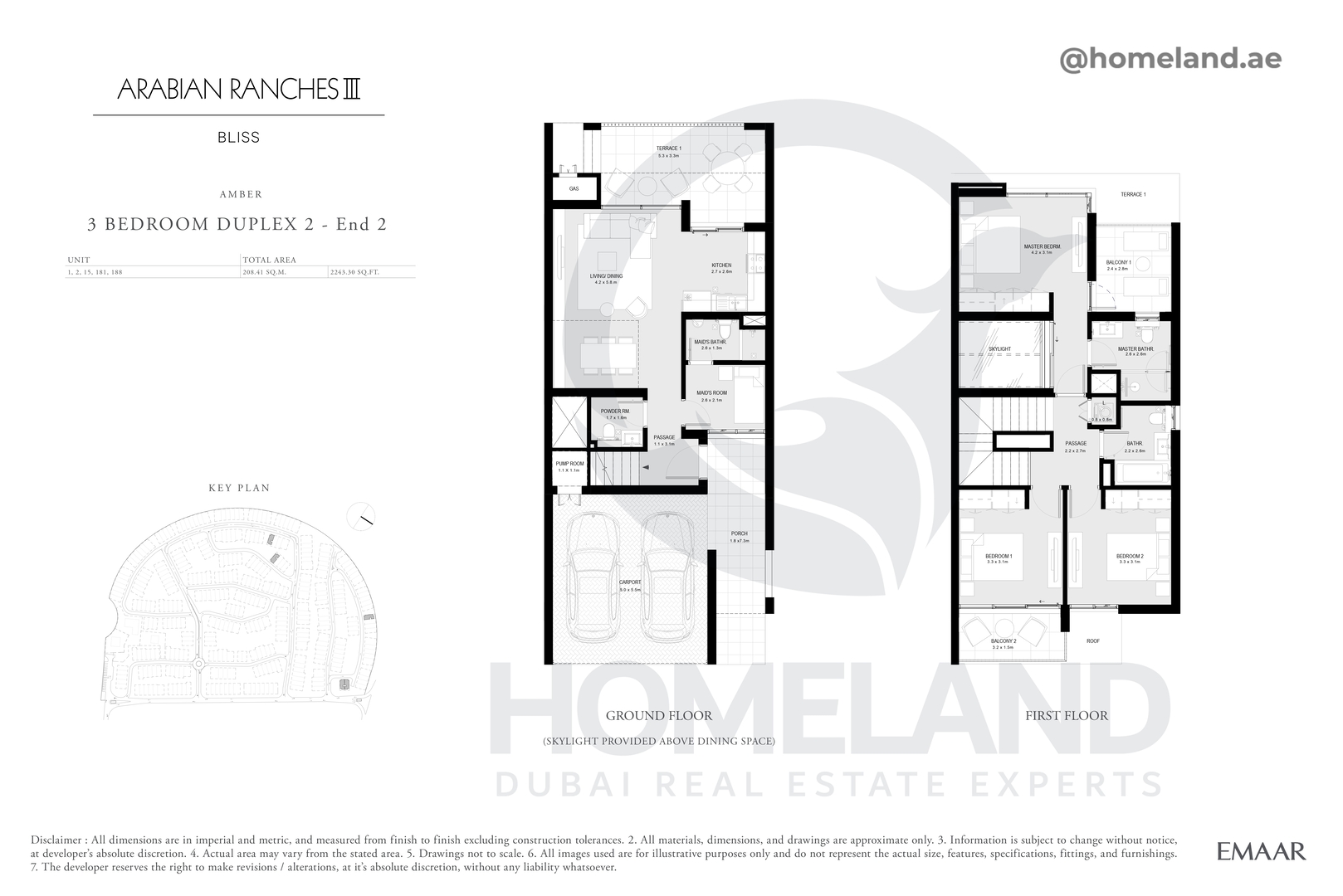 Bliss, Amber, 3 BR Duplex 2 - End 2, 2243 SQFT