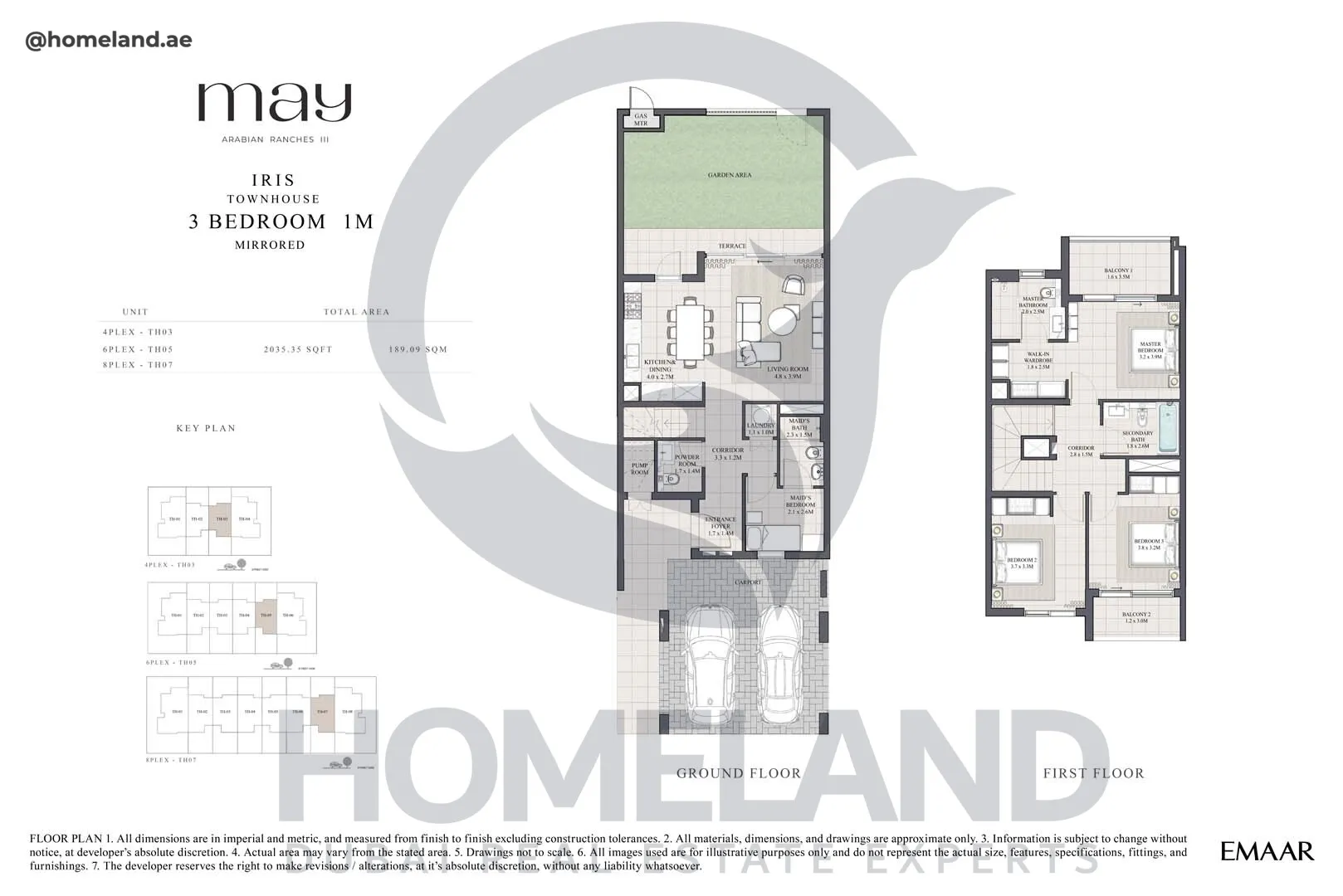 May, Iris, Townhouse, 3BR 1M, Unit 4PLEX -TH03 - 6PLEX TH05 - 8PLEX TH07, 2035 SQFT
