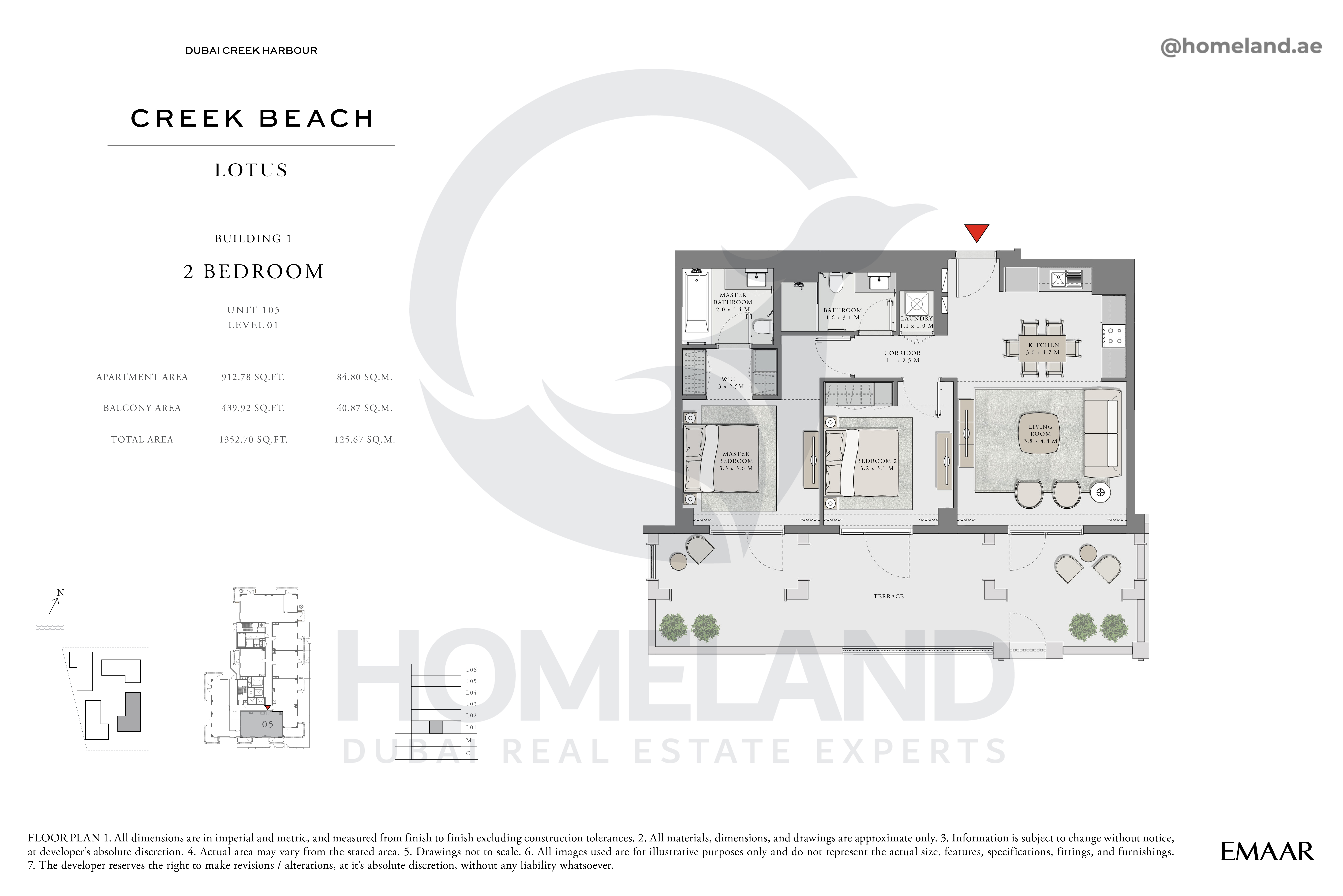Lotus, 2 BR, Unit 105, Level 1, 1352 SQFT