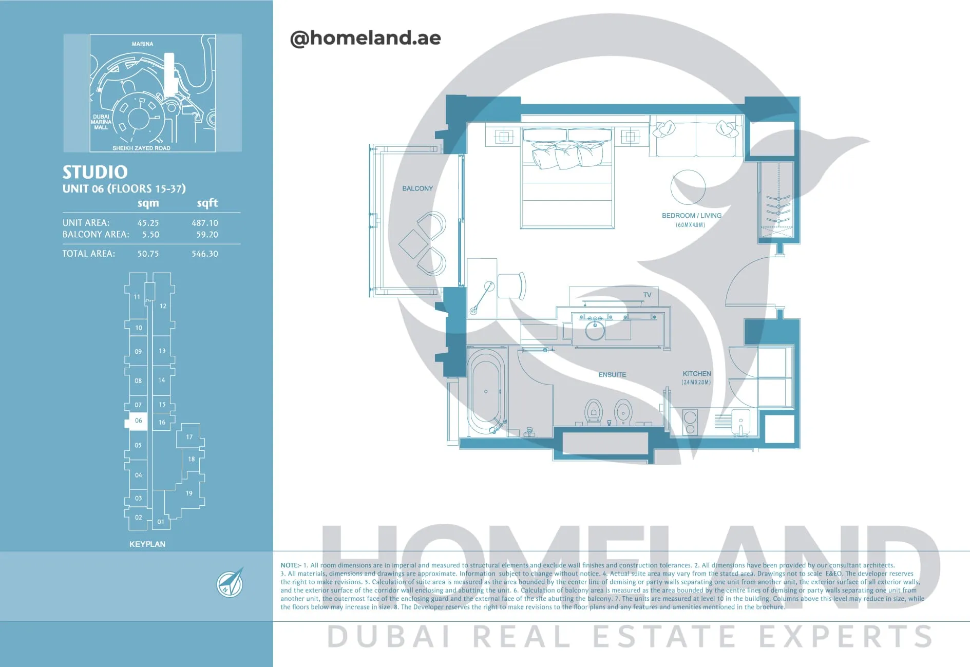 Address Marina Mall Hotel, Studio, Unit 06, Floor 15-37, 546 SQFT