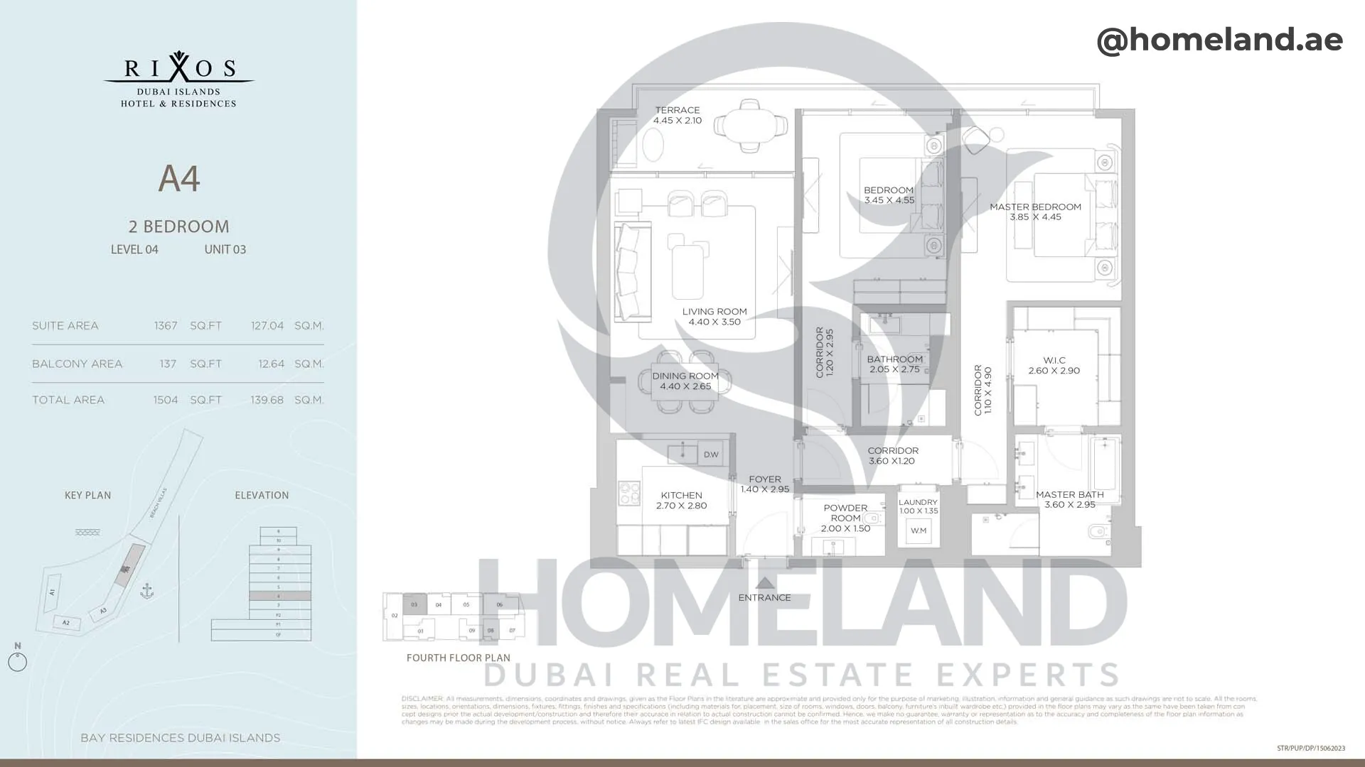 Rixos, A4, 2 BR, Level 4, Unit 03, 1504 SQFT