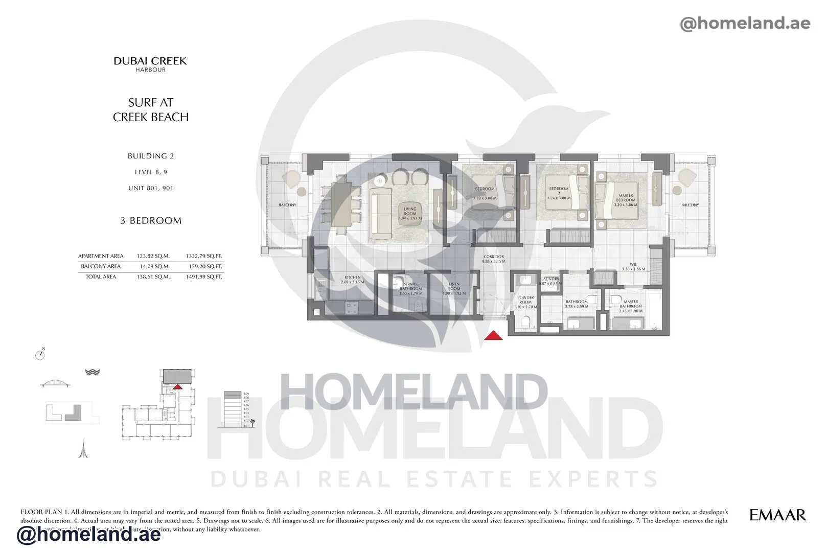 Surf, Building 2, Level 8-9, Unit 801-901, 3 BR, 1491 SQFT