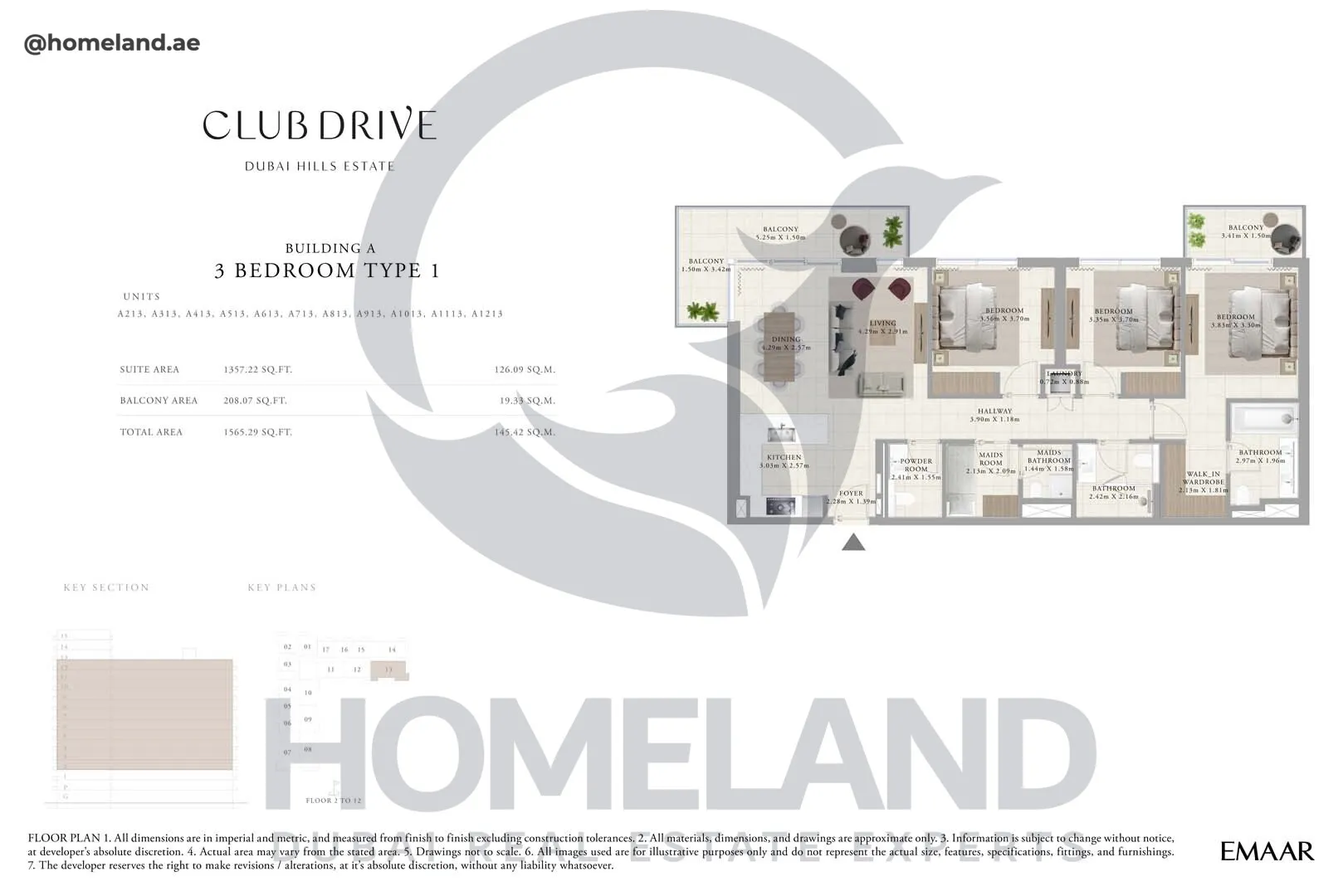 Club Drive, Buidling A, 3 BR, Type 1, 1565 SQFT