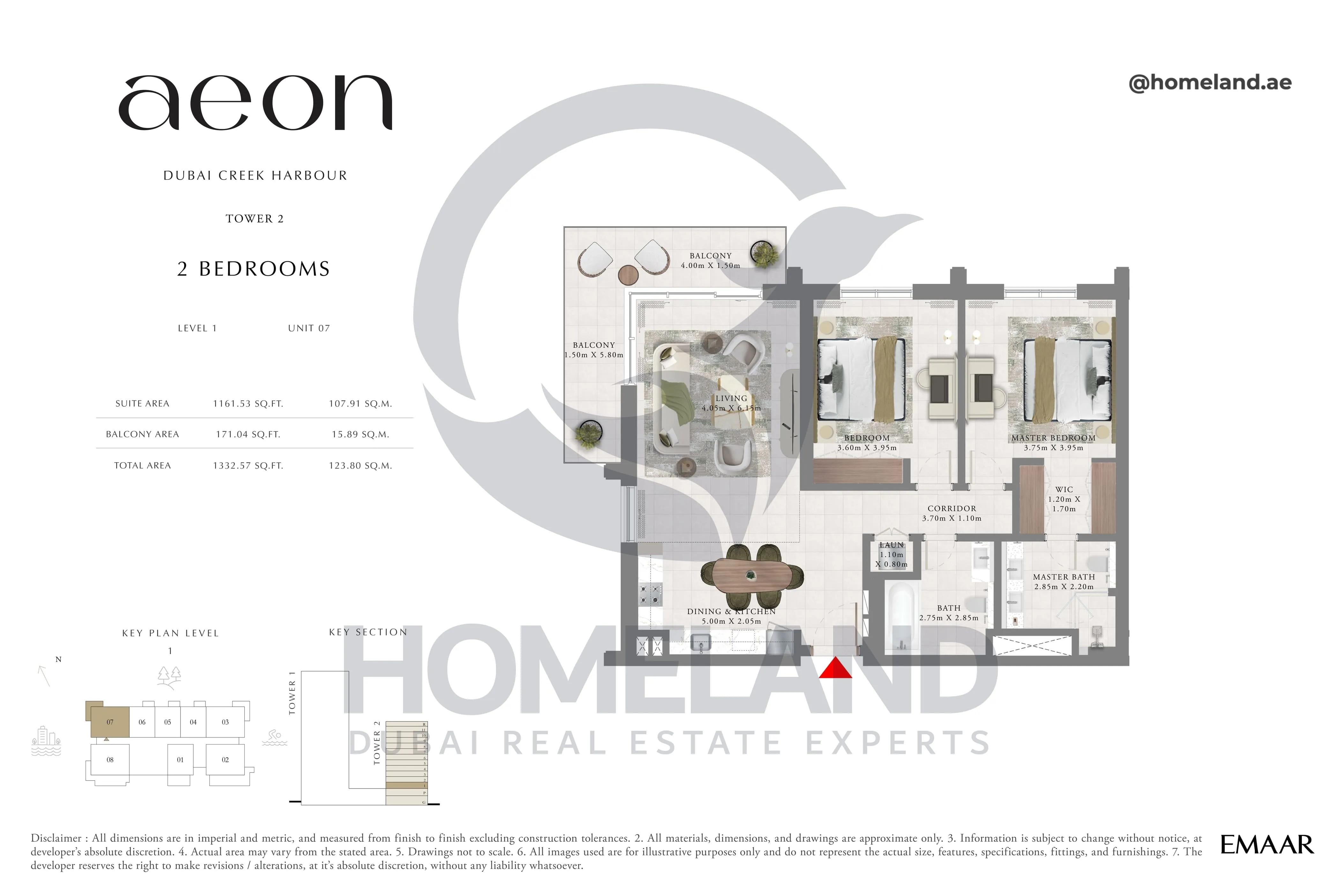 Aeon, Tower 2, 2 BR, Level 1, Unit 07, 1332 SQFT