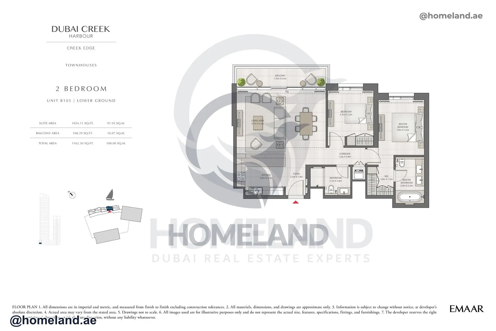 Creek Edge, Tower 2, 2 BR, Unit B105, Lower Ground, 1162 SQFT
