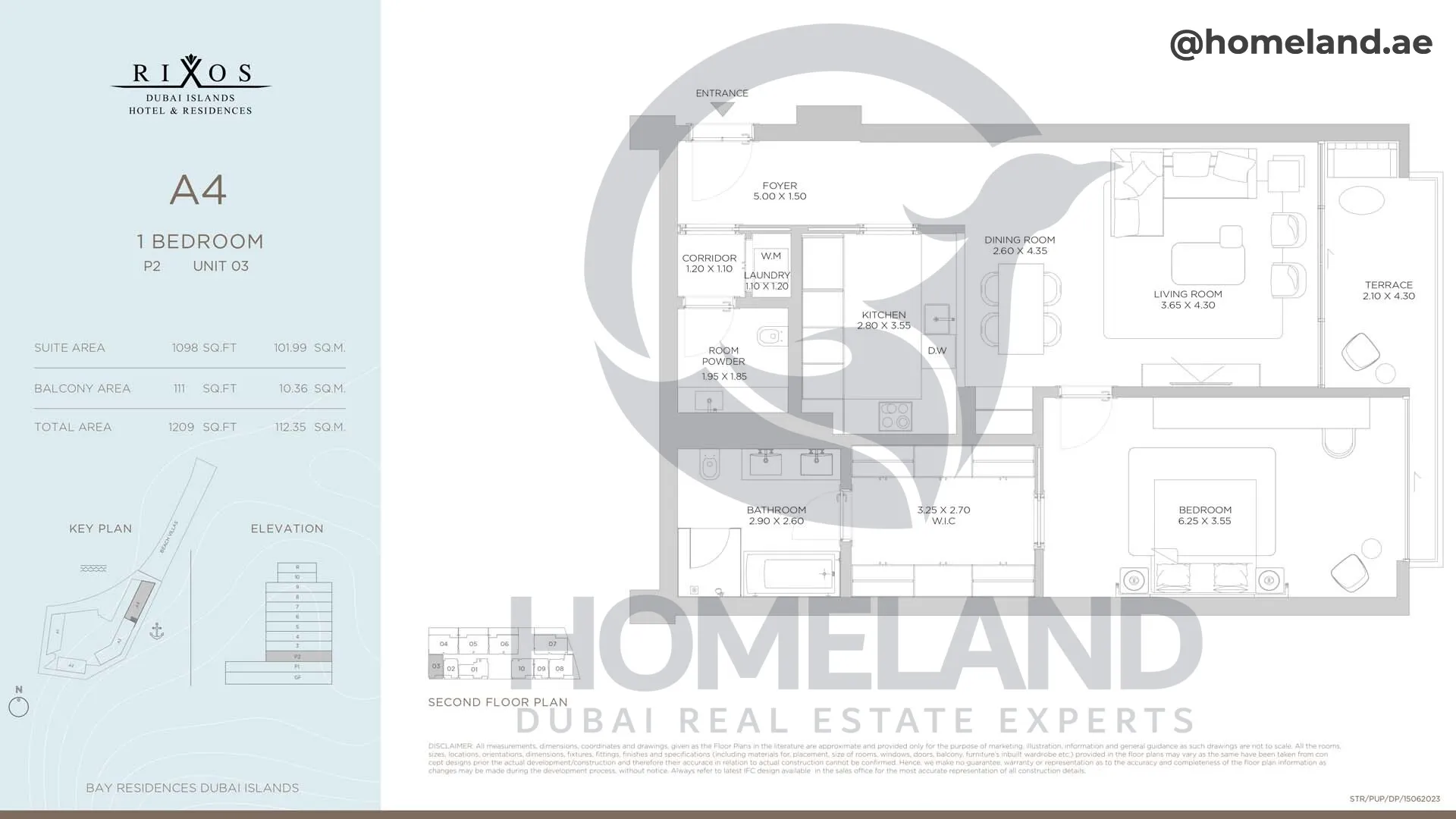Rixos, A4, 1 BR, P2, Unit 03, 1209 SQFT