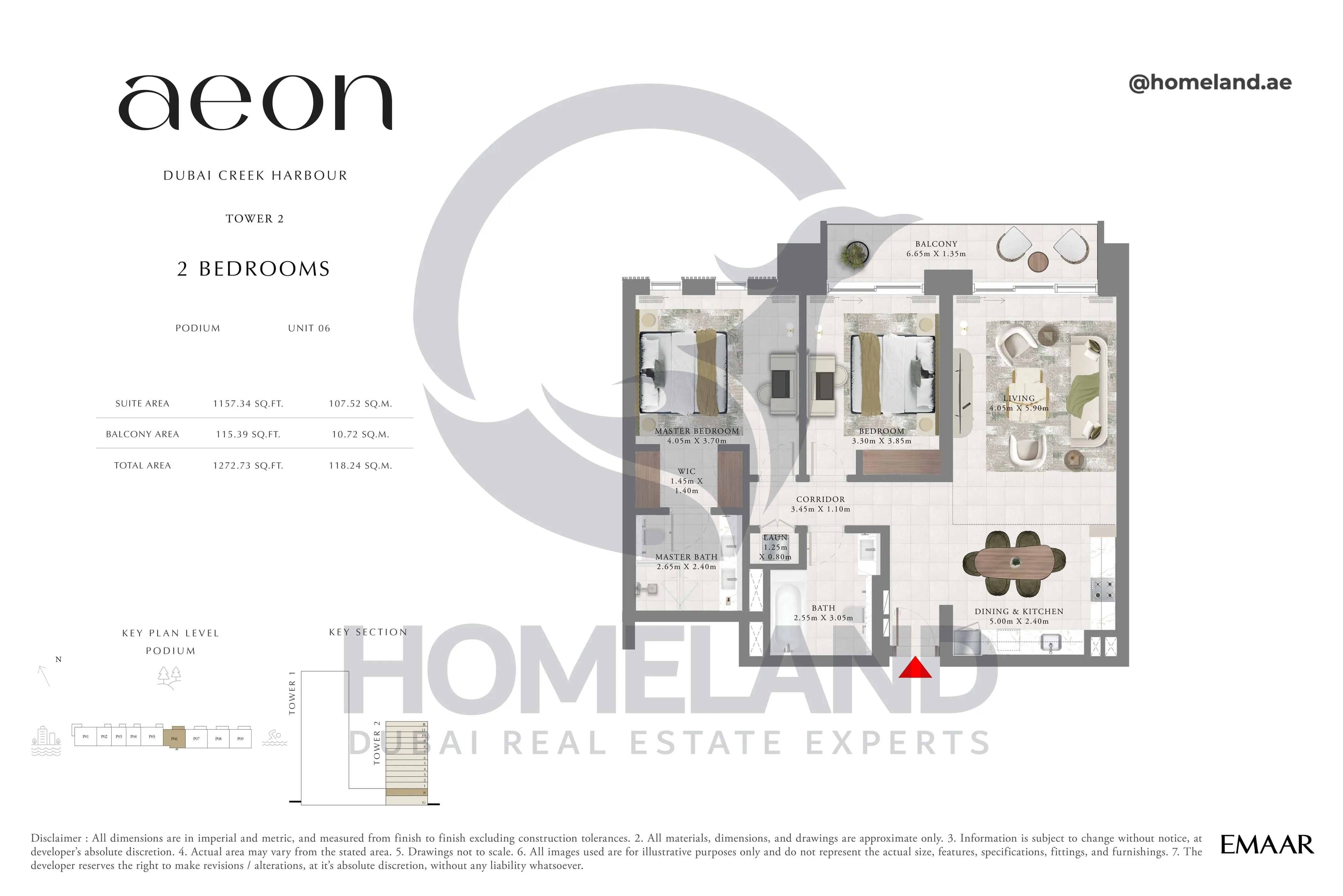 Aeon, Tower 2, 2 BR, Podium Level, Unit 06, 1272 SQFT
