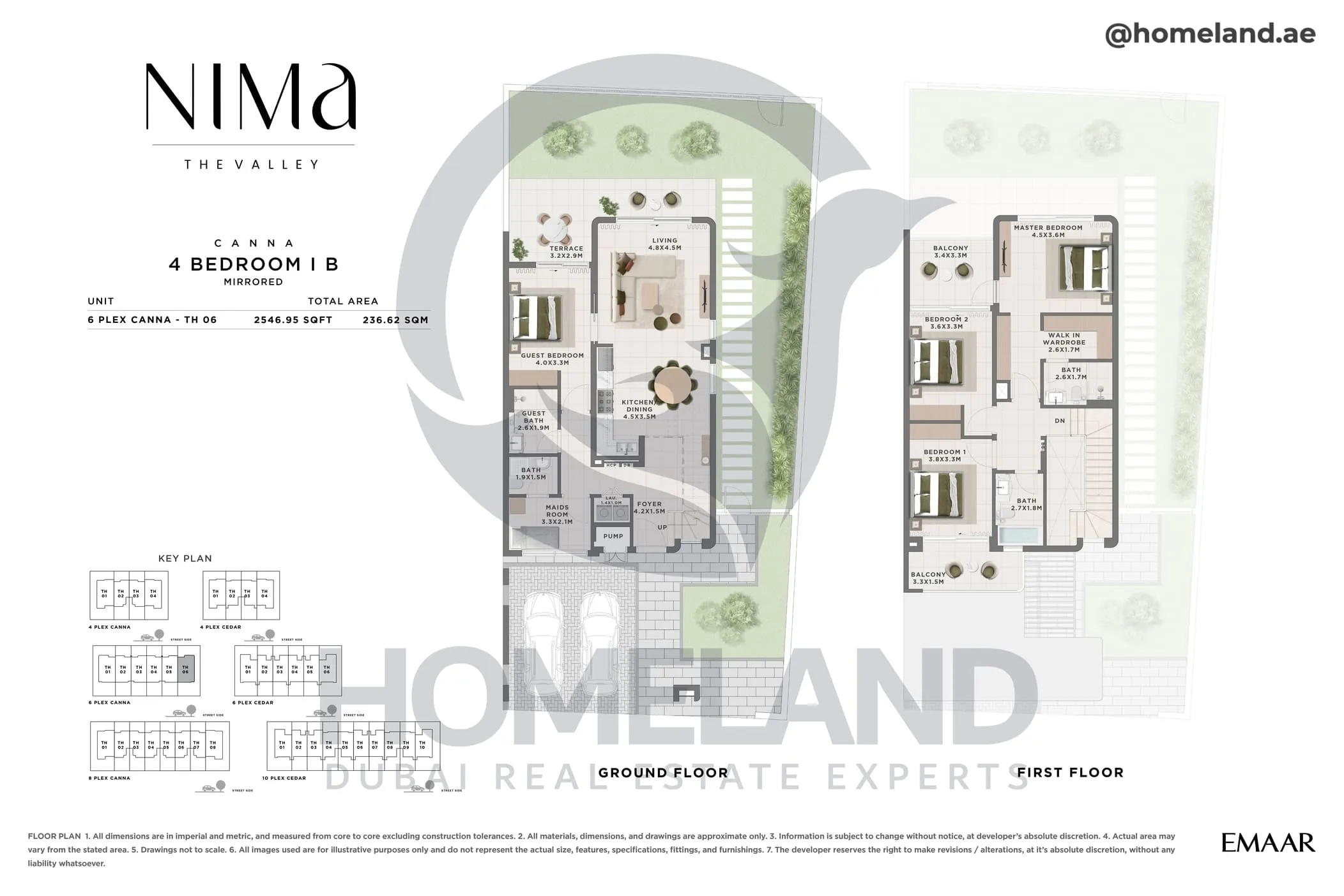 Nima, Canna, 4 BR, Type B, Mirrored, Unit 6 Plex Canna TH 06, 2546 SQFT