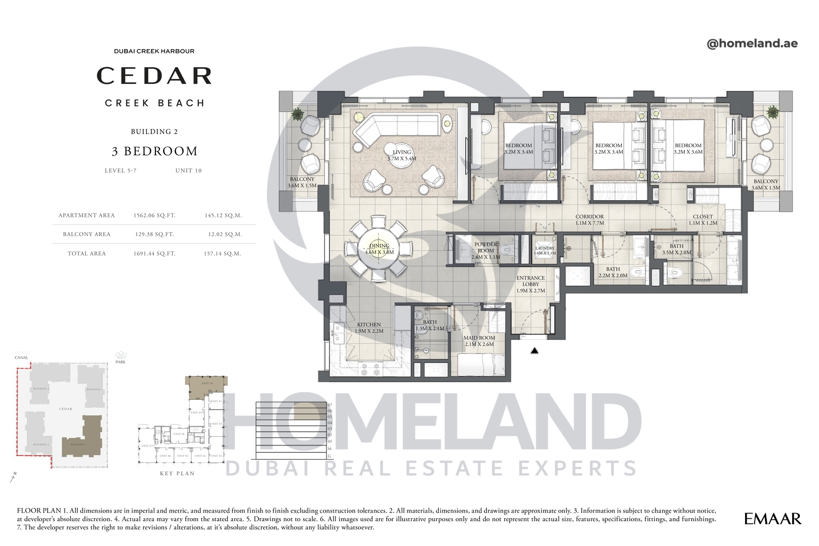 Cedar, Building 2, 3 BR, Level 5-7, Unit 10, 1691 SQFT