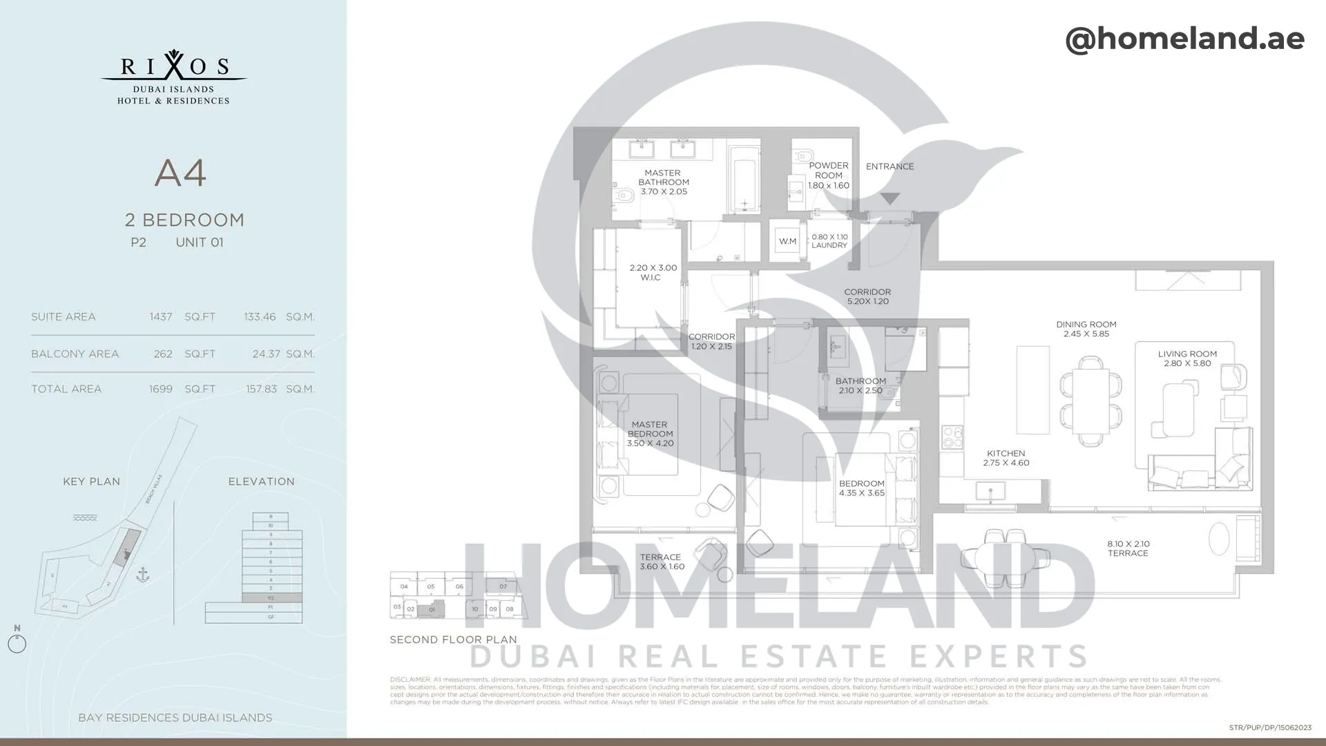 Rixos, A4, 2 BR, P2, Unit 01, 1699 SQFT