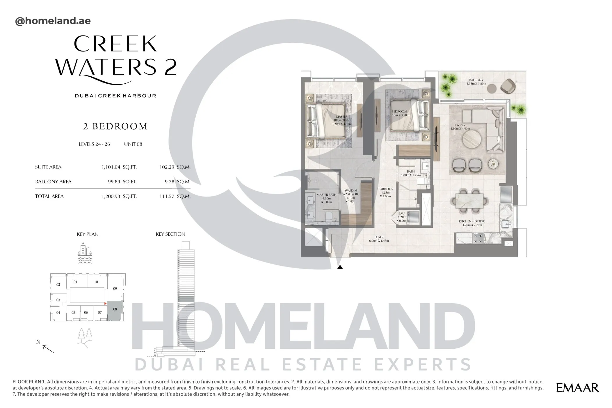 Creek Waters 2, 2BR, Levels 24-26, Unit 08, 1200 SQFT