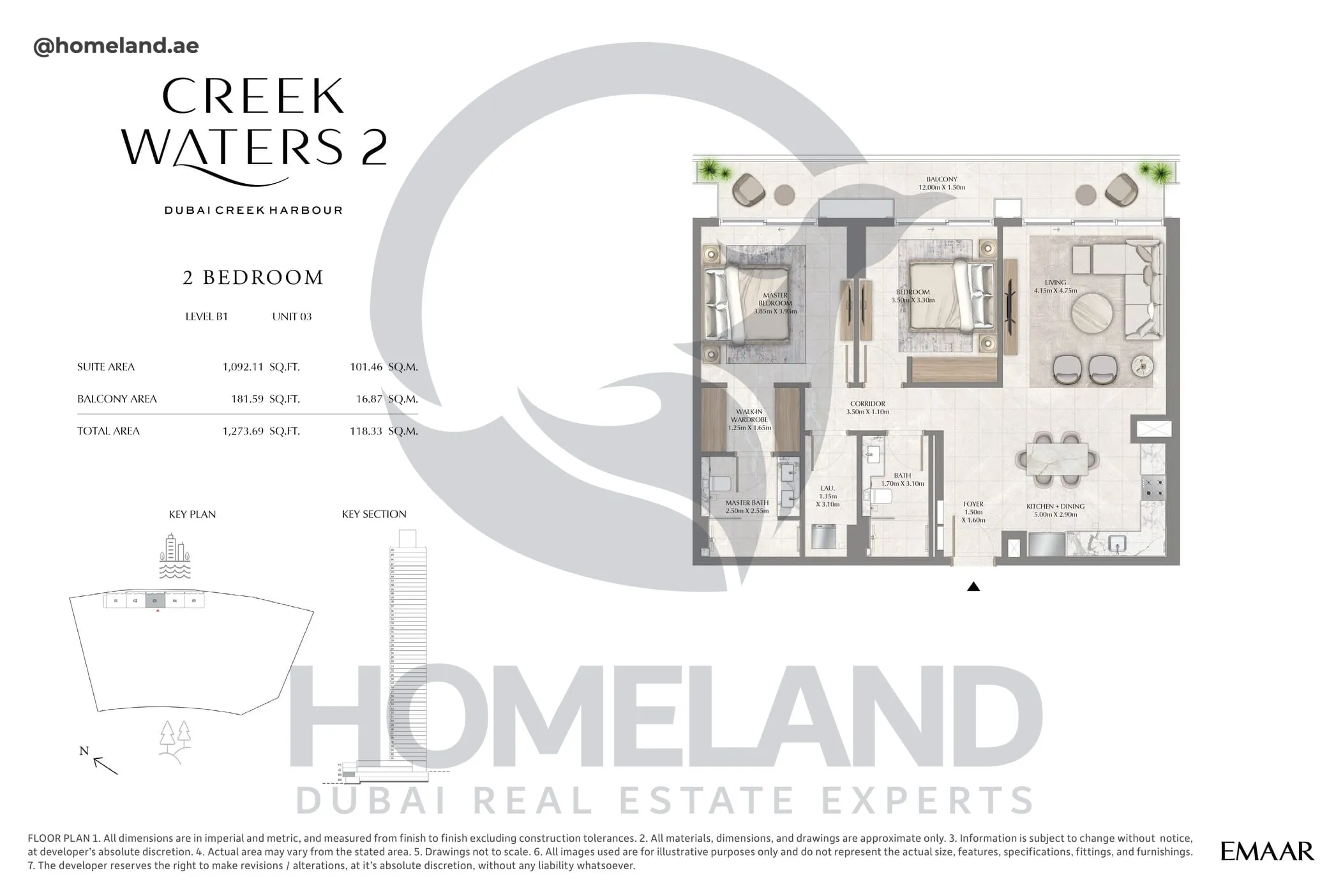 Creek Waters 2, 2BR, Levels B1, Unit 03, 1273 SQFT