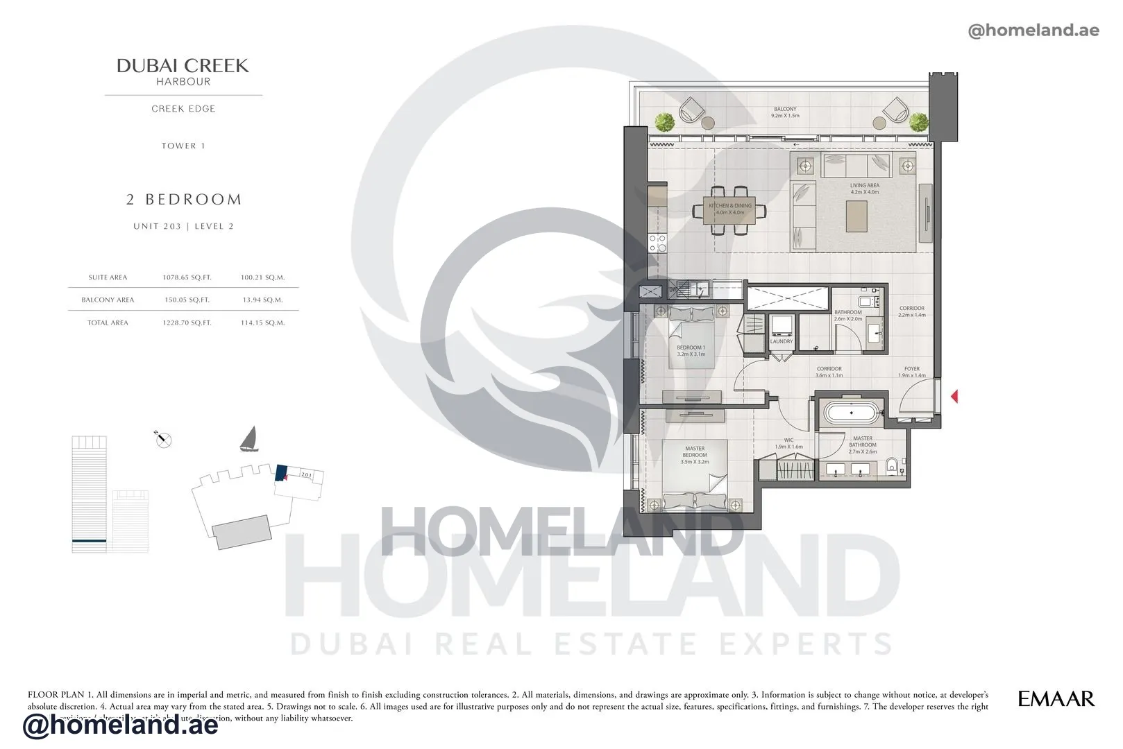 Creek Edge, Tower 1, 2 BR, Unit 203, Level 2, 1228 SQFT