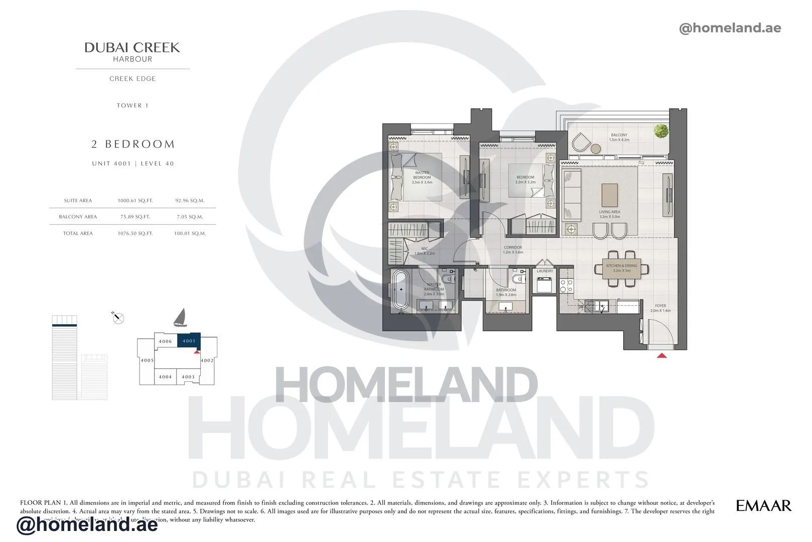 Creek Edge, Tower 1, 2 BR, Unit 4001, Level 40, 1076 SQFT