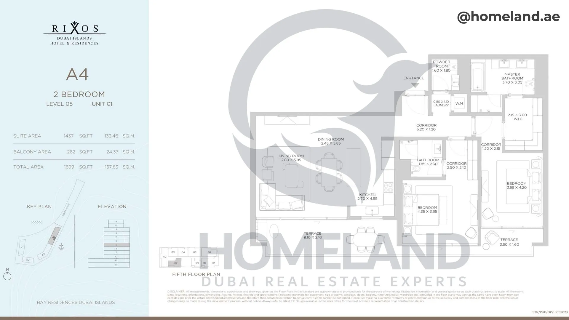 Rixos, A4, 2 BR, Level 5, Unit 01, 1699 SQFT