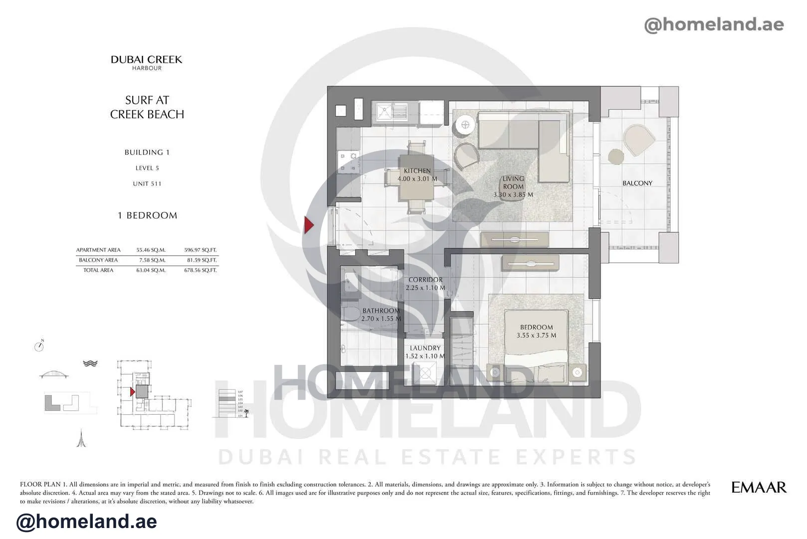 Surf, Building 1, Level 5, Unit 511, 1 BR, 678 SQFT