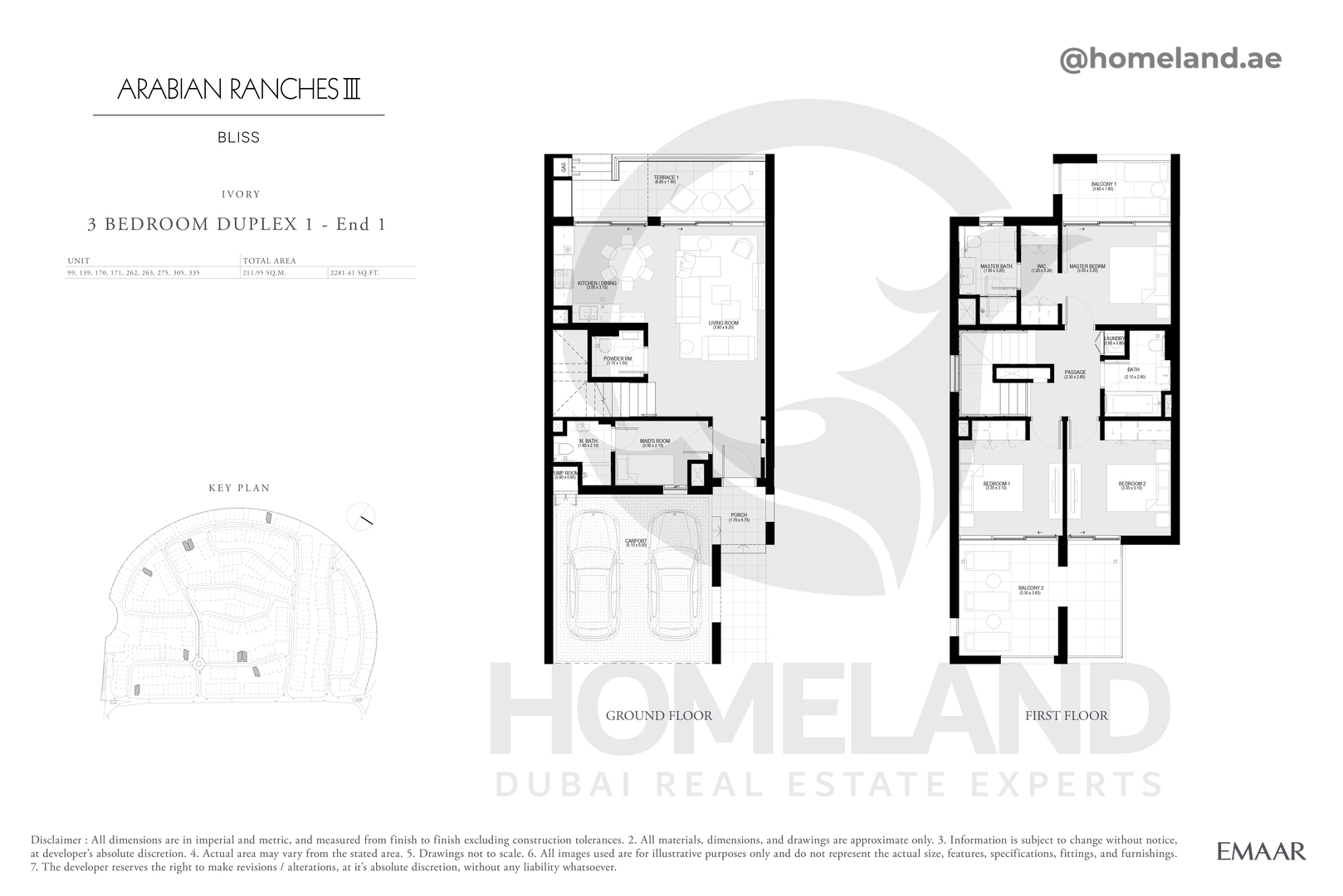 Bliss, Ivory, 3 BR Duplex 1 - End 1, 2281 SQFT