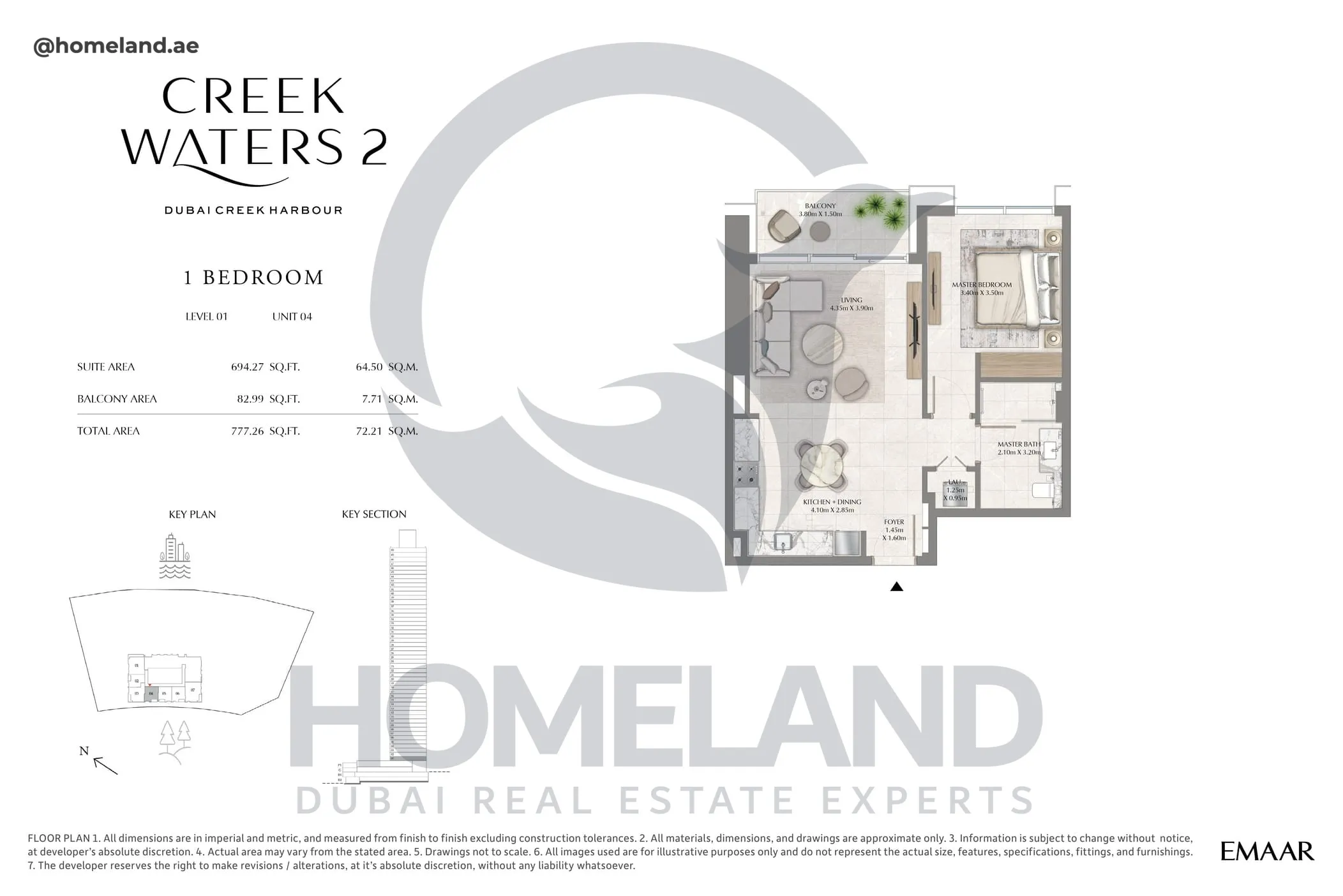 Creek Waters 2, 1BR, Levels 01, Unit 04, 777 SQFT