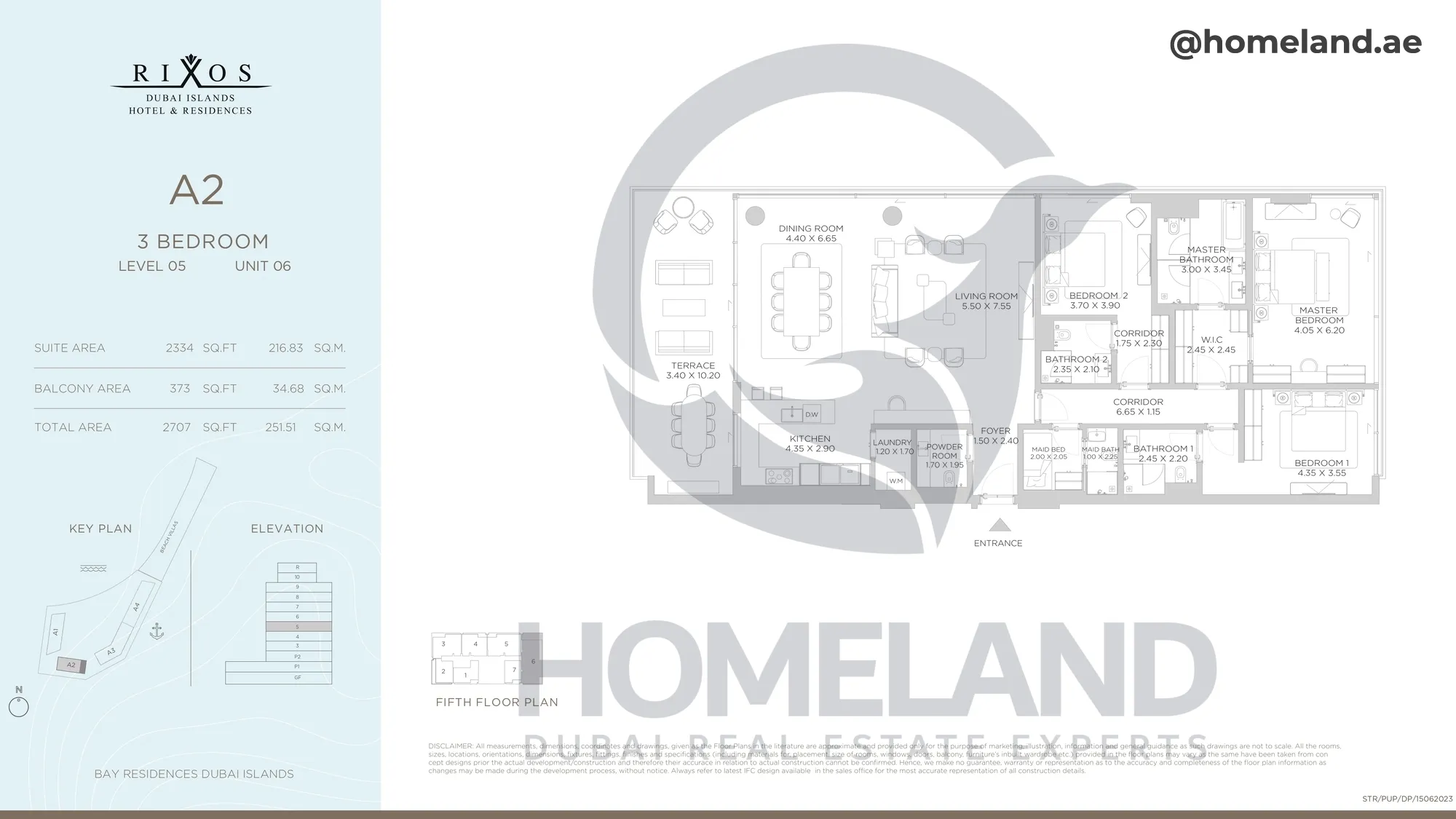 Rixos, A2, 3 BR, Level 5, Unit 06, 2707 SQFT