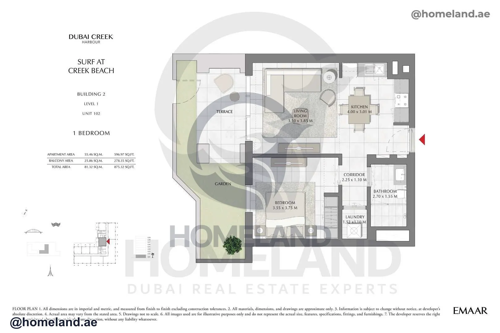 Surf, Building 2, Level 1, Unit 102, 1 BR, 875 SQFT