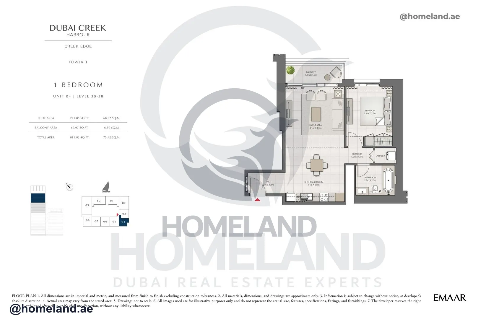 Creek Edge, Tower 1, 1 BR, Unit 04, Level 30-38, 811 SQFT