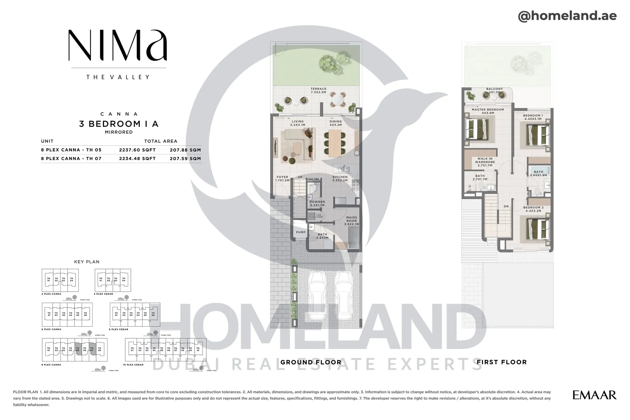 Nima, Canna, 3 BR, Type A Mirrored, Unit 8 Plex Canna TH 05 - 8 Plex Canna TH 07, 2237 SQFT