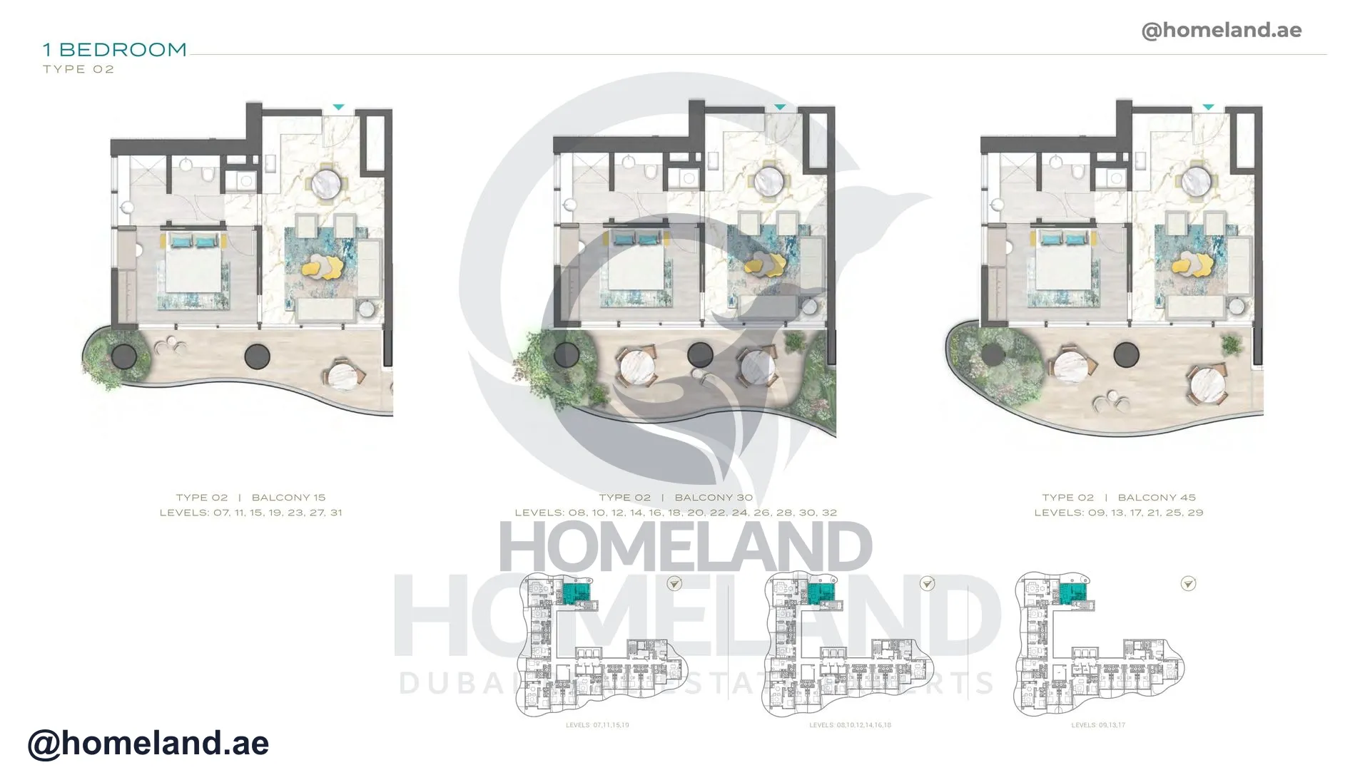 Chic Tower, 1 BR, Type 2, Balcony 15-30-45, Level 7-32