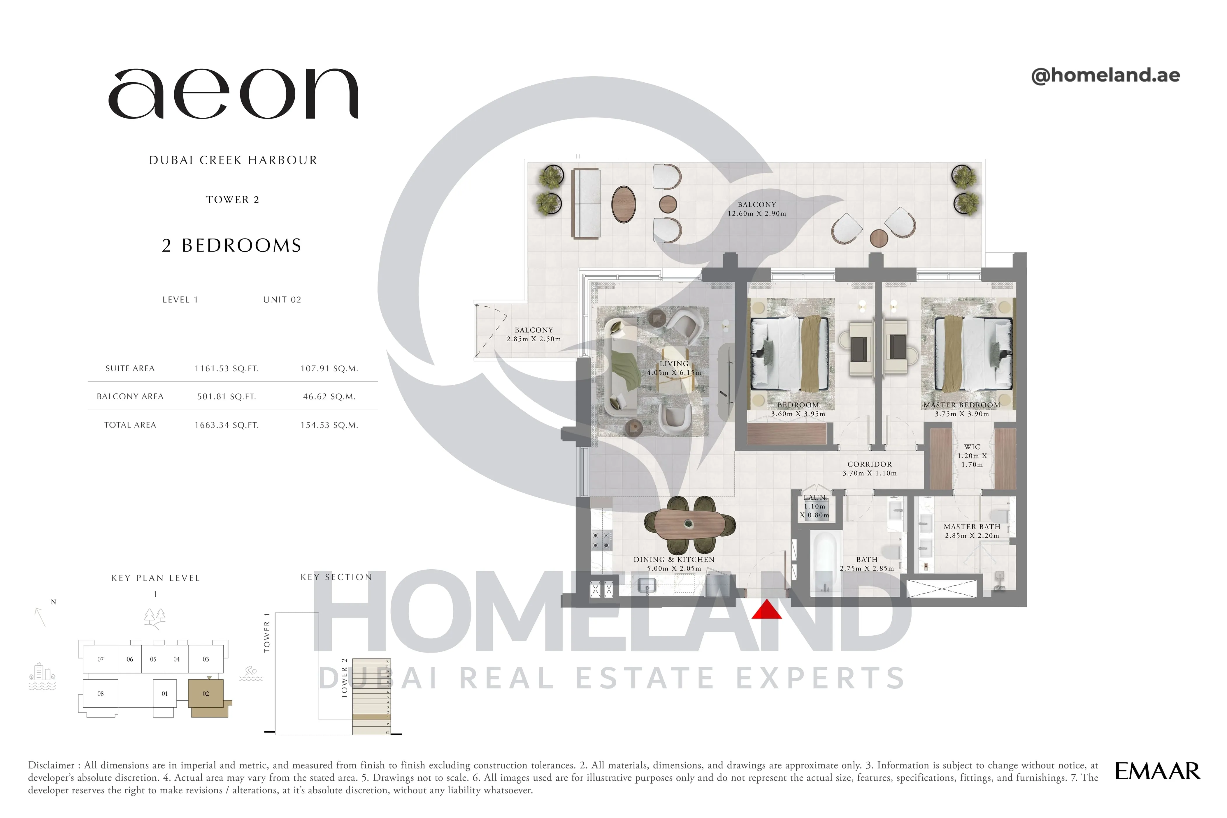 Aeon, Tower 2, 2 BR, Level 1, Unit 02, 1663 SQFT