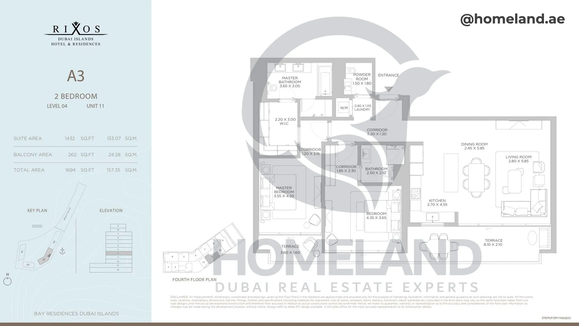Rixos, A3, 2 BR, Level 4, Unit 11, 1694 SQFT