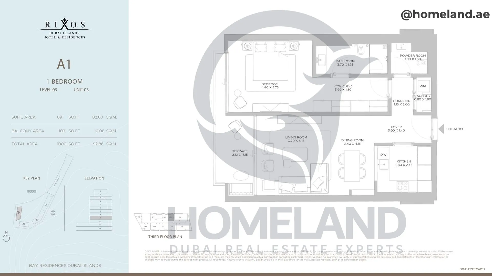 Rixos, A1, 1 BR, Level 3, Unit 03, 1000 SQFT