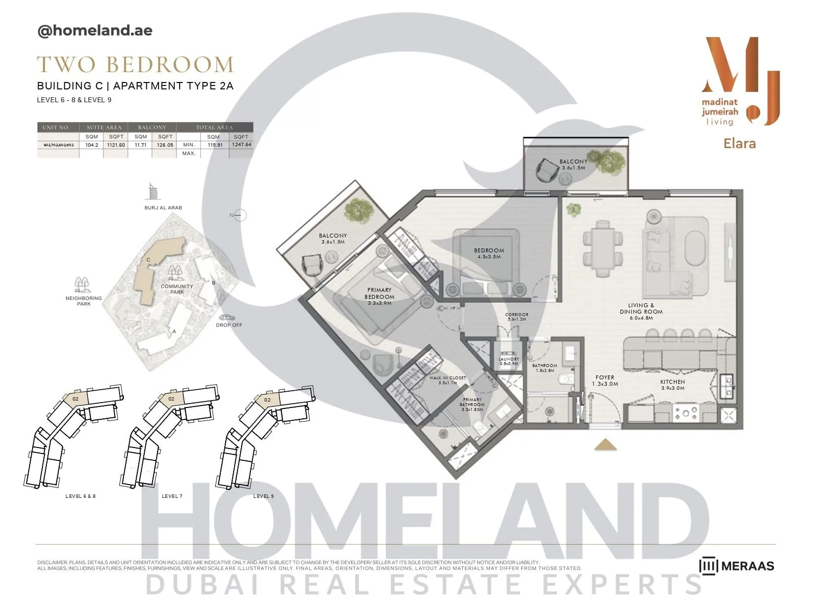 Elara, Building C, Type 2A, 2 BR, Unit 602-702-802-902, Level 6-8-9, 1247 SQFT