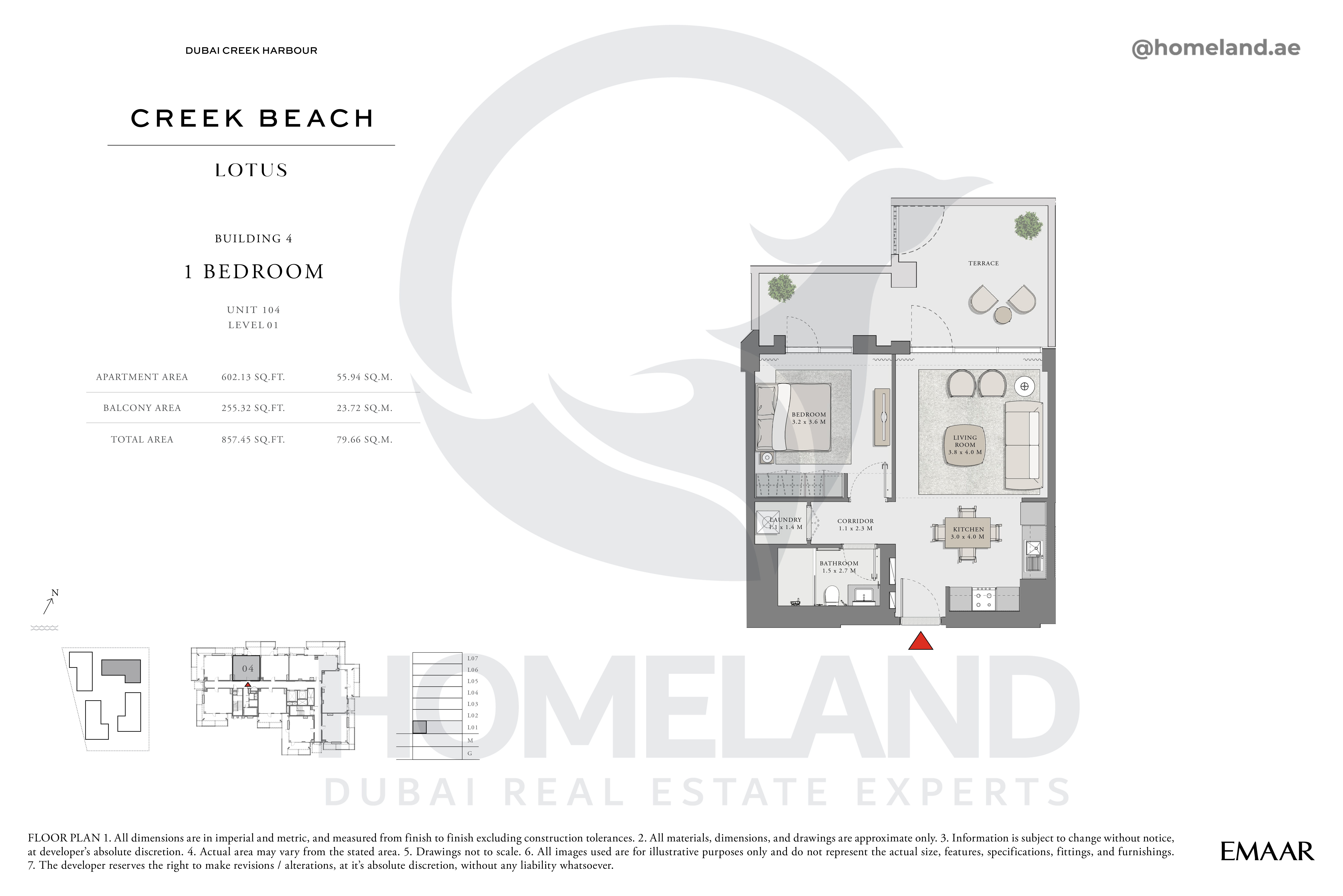 Lotus, 1 BR, Unit 104, Level 1, 857 SQFT