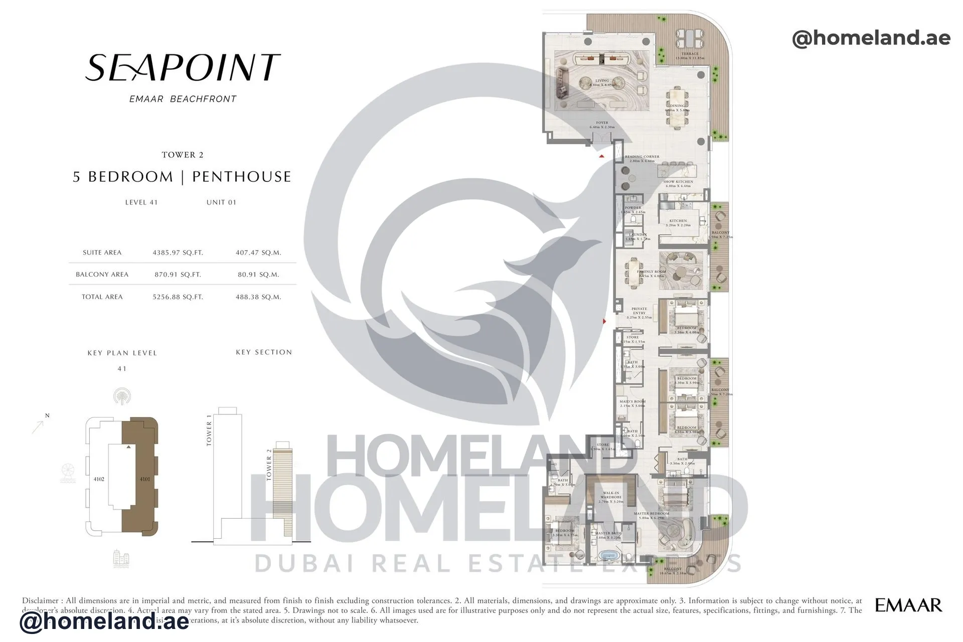 Seapoint Tower 2, 5 BR Penthouse, Level 41, Unit 01, 5256 SQFT