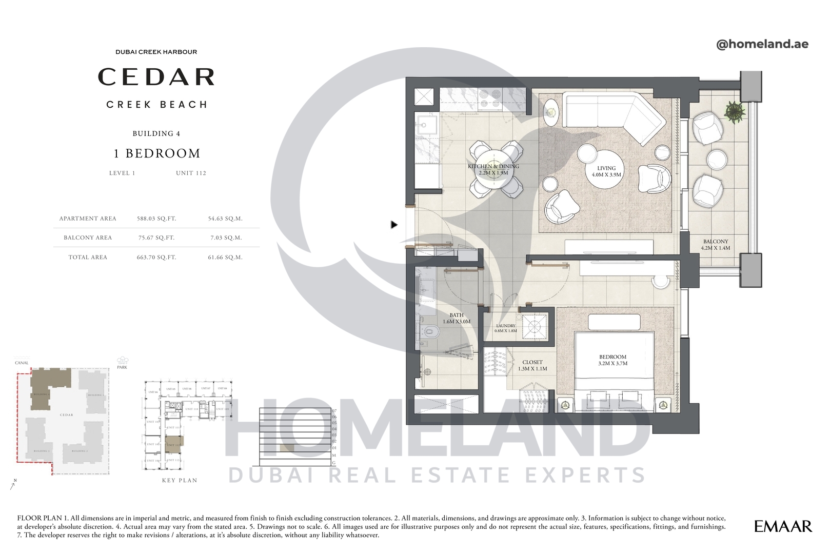 Cedar, Building 4, 1 BR, Level 1, Unit 112, 663 SQFT