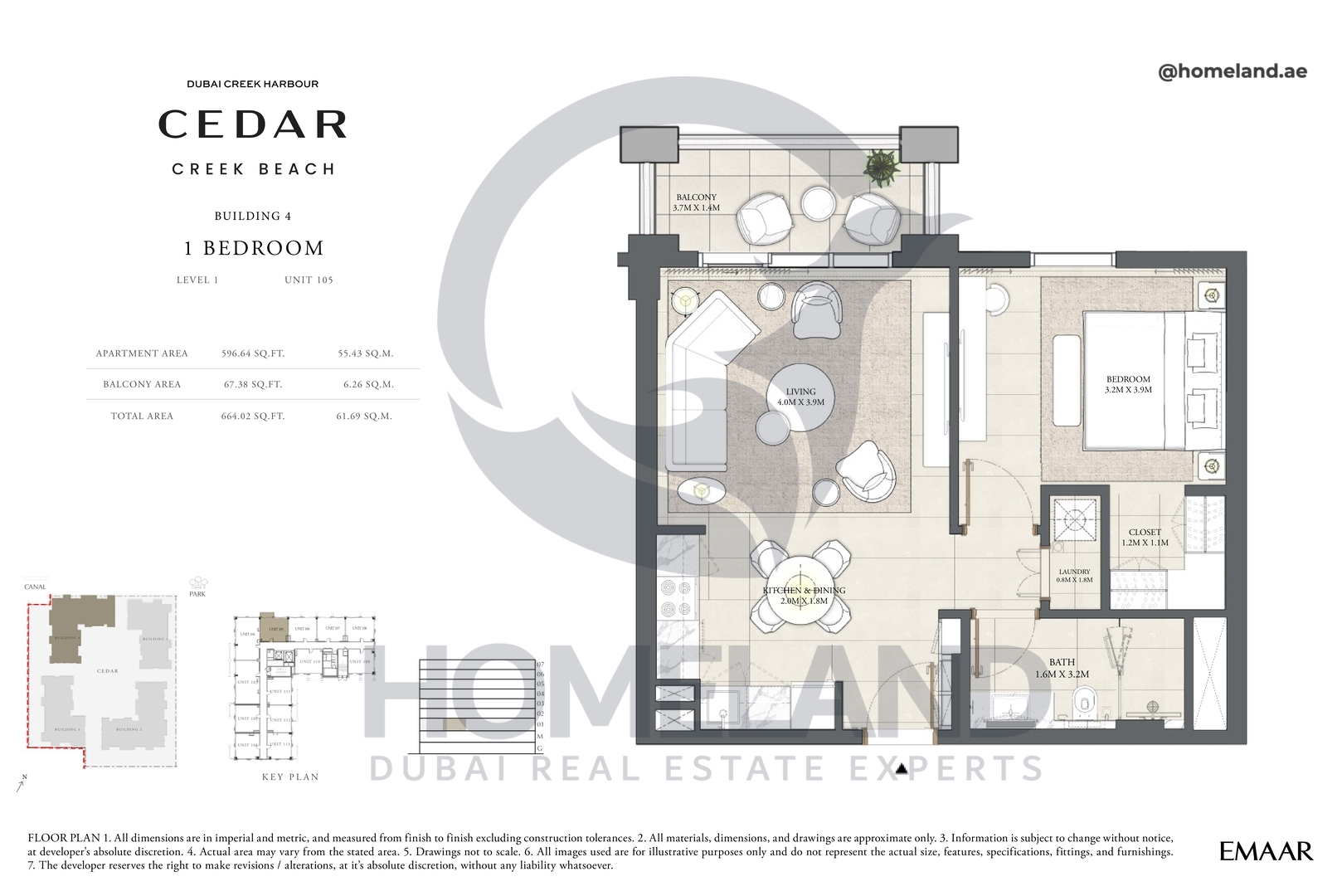 Cedar, Building 4, 1 BR, Level 1, Unit 105, 664 SQFT