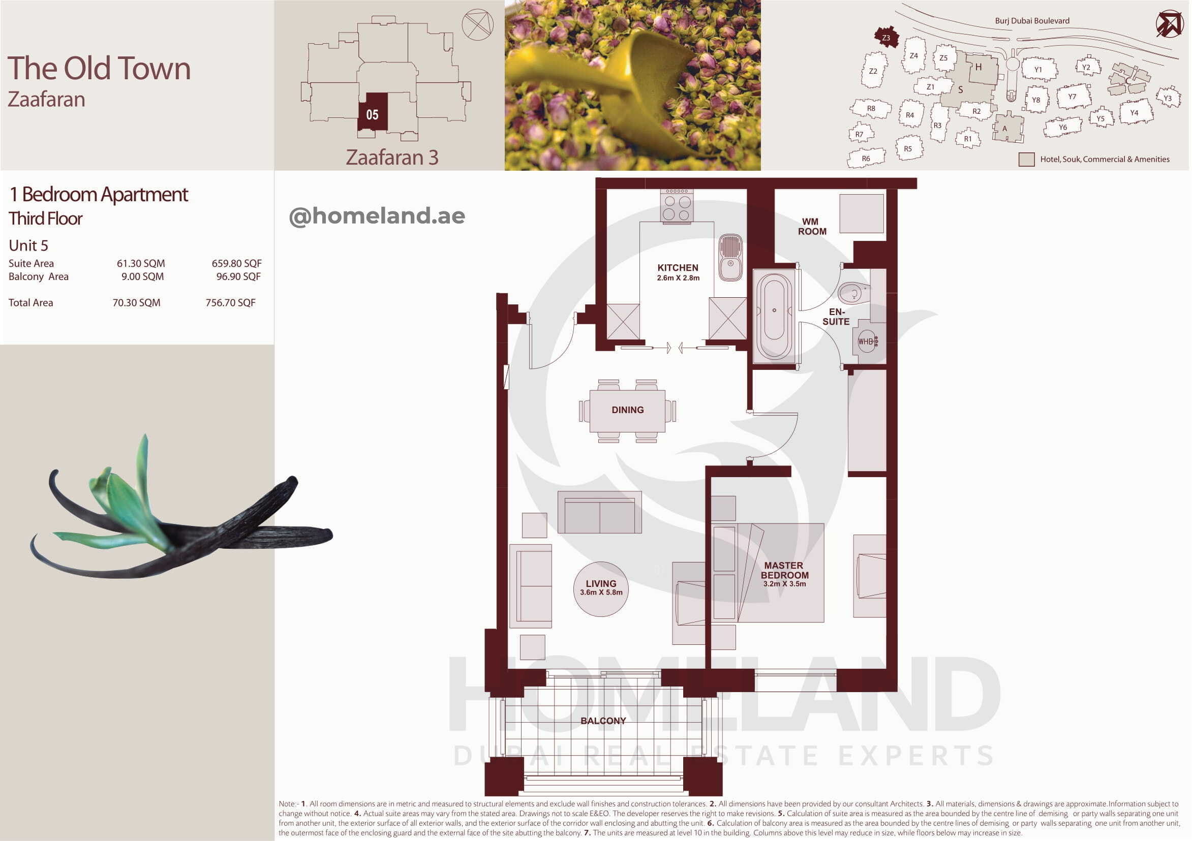 The Old Town Zaafaran 3, Third Floor, 1 BR, Unit 5, 756 SQFT
