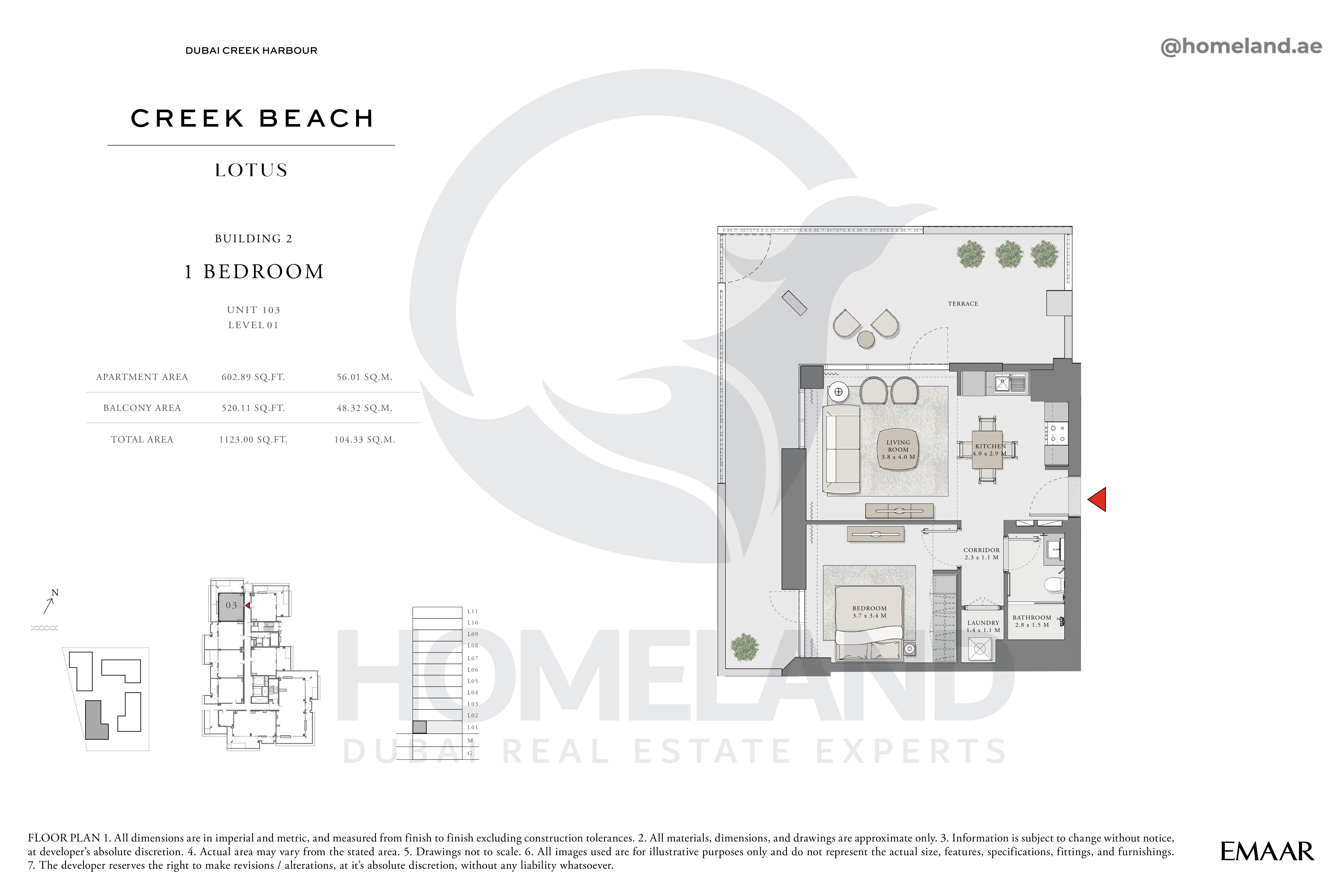Lotus, 1 BR, Unit 103, Level 1, 1123 SQFT