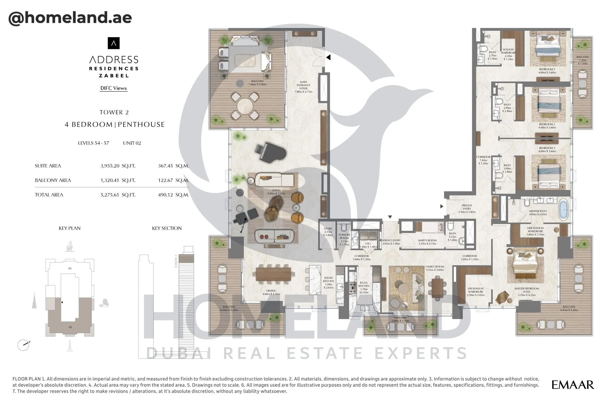 Address Residences Zabeel, Tower 2, 4BR Penthouse, Level 54-57, Unit 02, 5272 SQFT