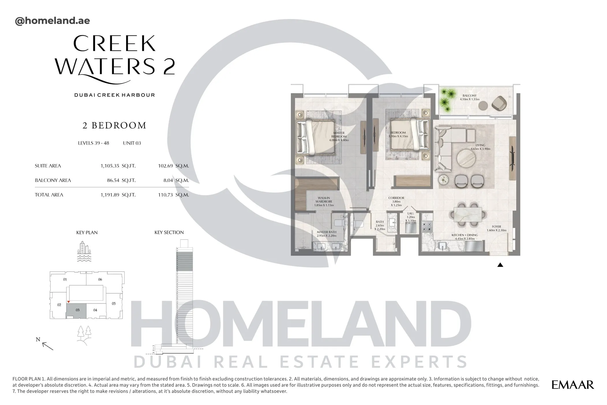 Creek Waters 2, 2BR, Levels 39-48, Unit 03, 1191 SQFT