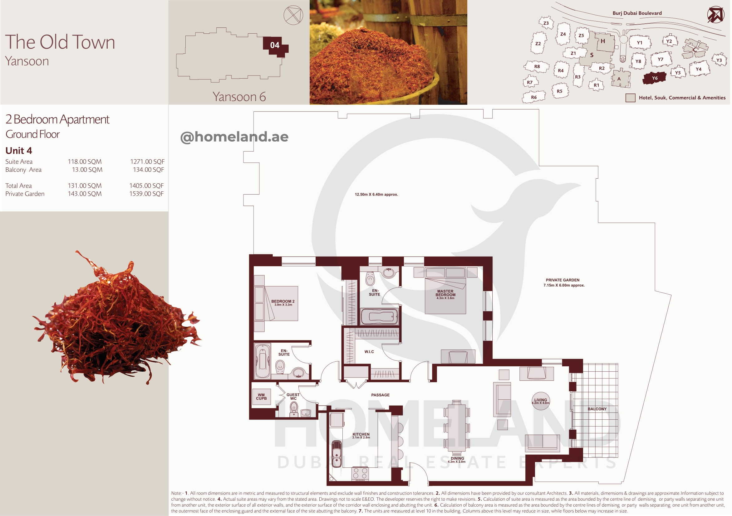 The Old Town Yansoon 6, Ground Floor, 2 BR, Unit 4, 1405+Garden SQFT