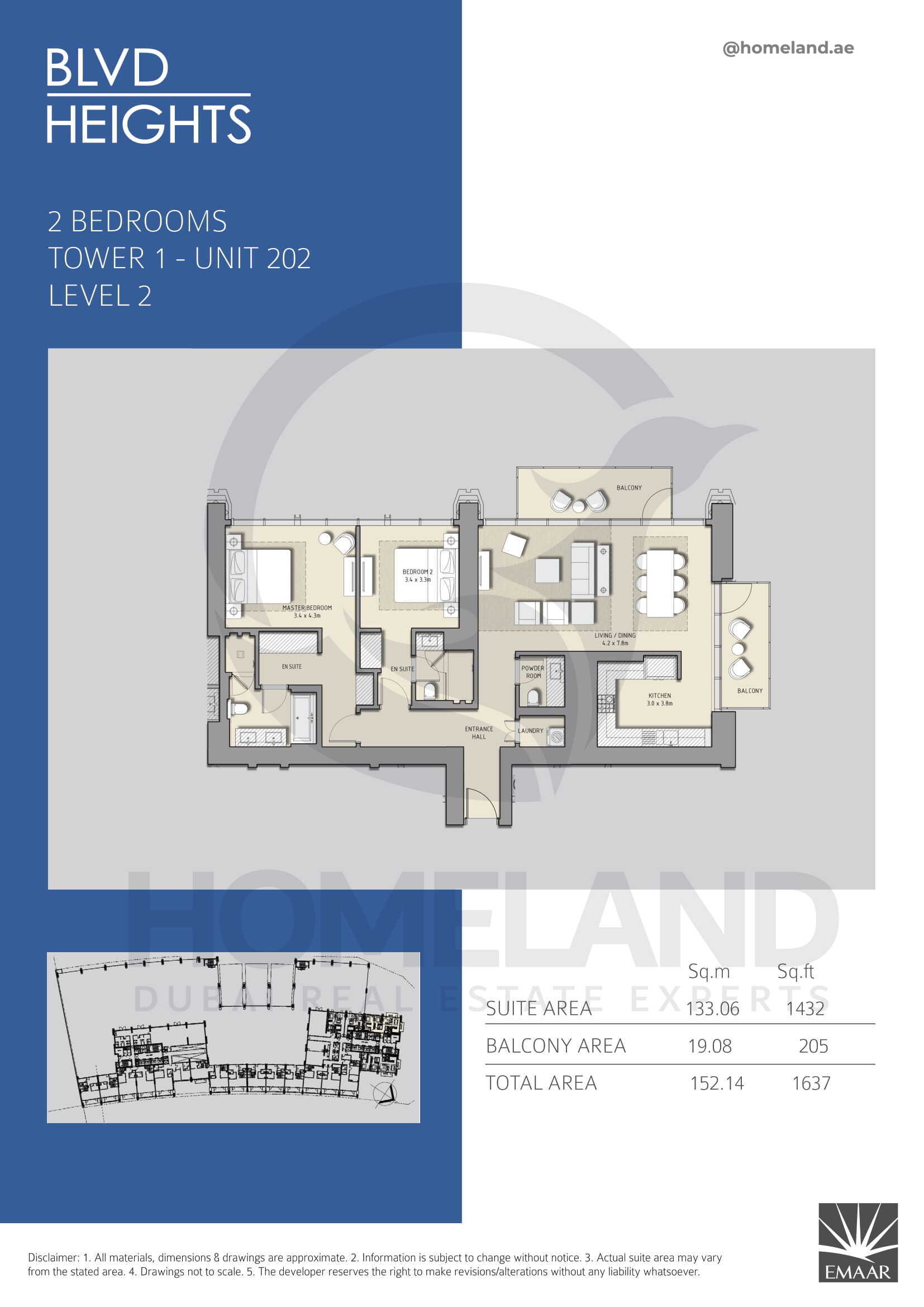 Blvd Heights T1, 2 BR, Unit 202, Level 2, 1637 SQFT