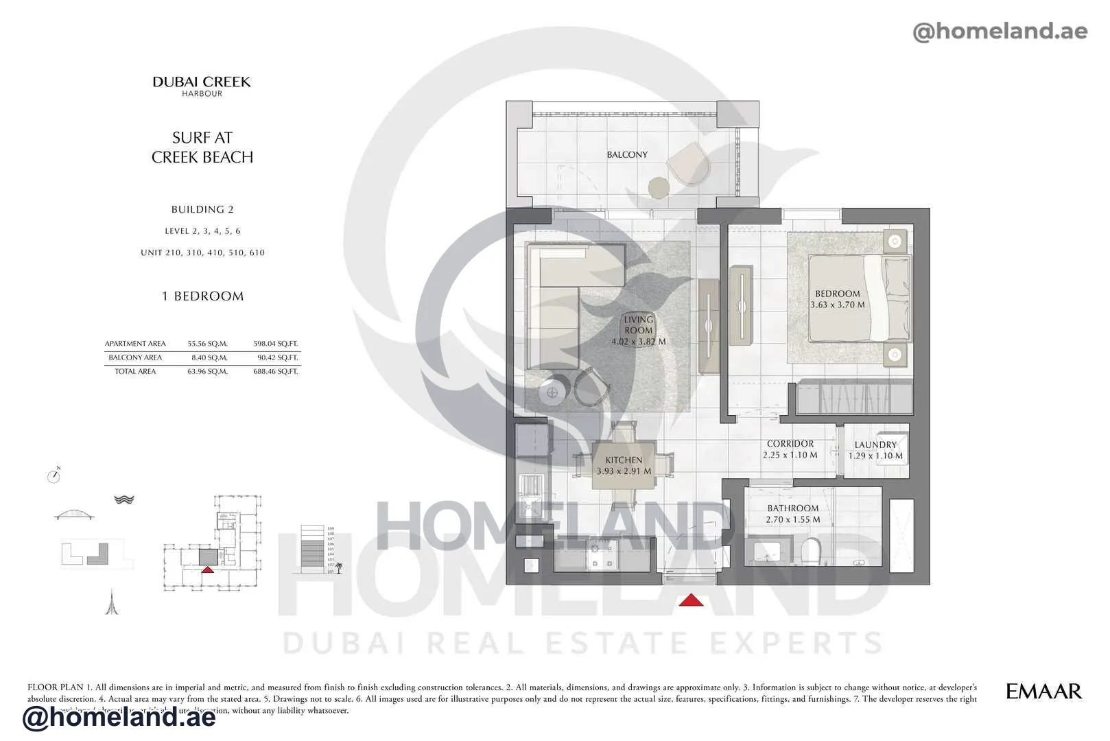 Surf, Building 2, Level 2-3-4-5-6, Unit 210-310-410-510-610, 1 BR, 688 SQFT