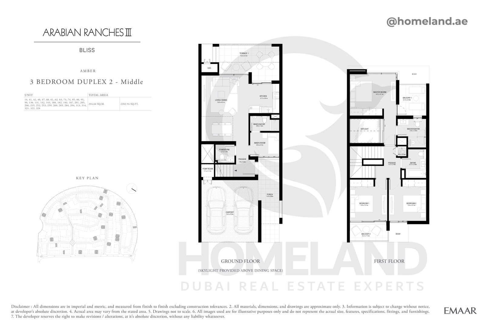Bliss, Amber, 3 BR Duplex 2 - Middle, 2202 SQFT
